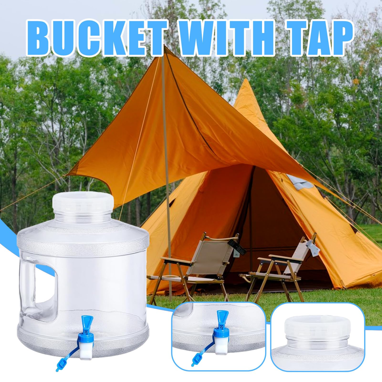 Tanque De Agua para Camping 7.5 litros Garrafa Portátil Transparente para
