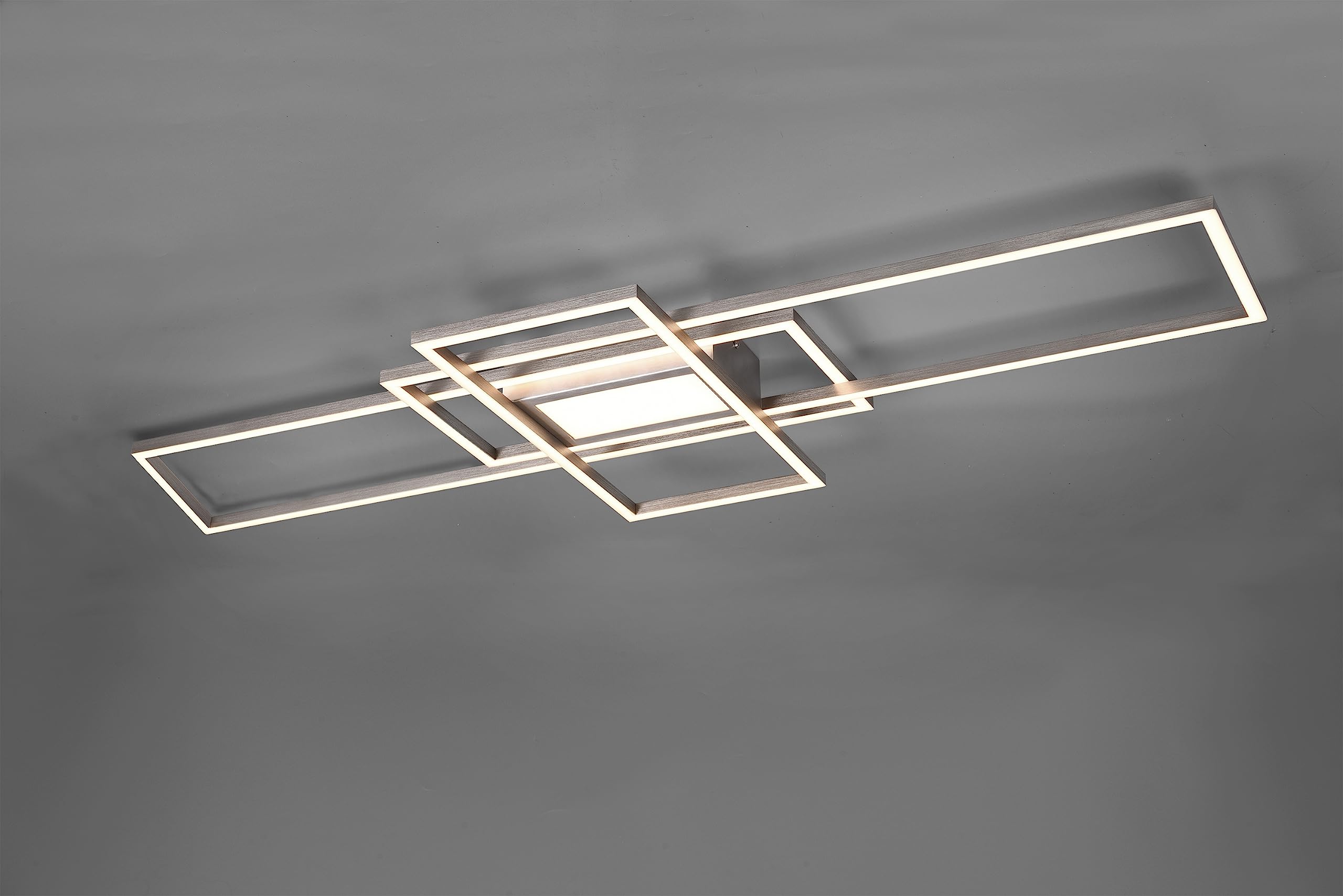 Trio Leuchten LED Deckenleuchte Irvine 620010407, Metall Nickel matt, inkl. 60 Watt LED, Fernbedienung, Dimmer, Nachtlicht