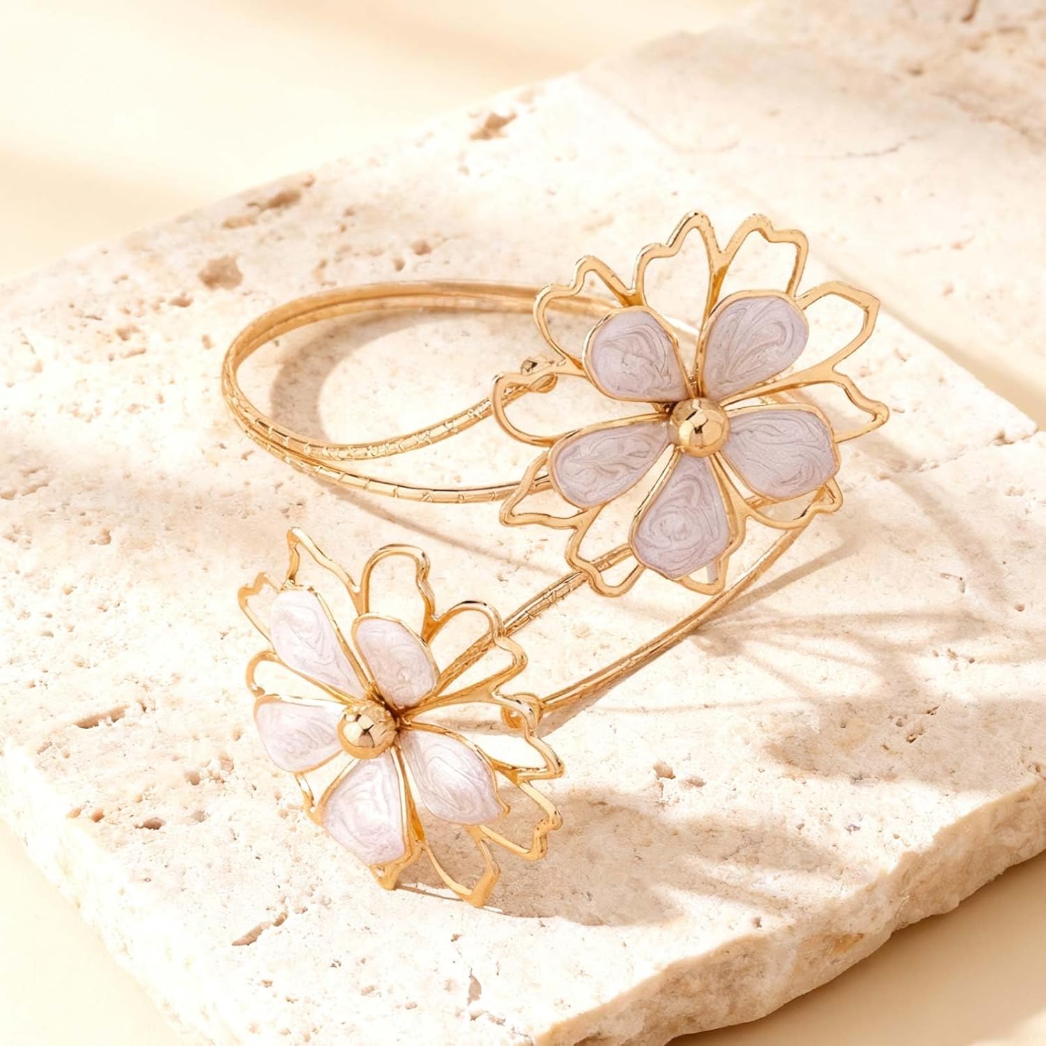 72ore Gold Arm Cuff for Women Flower Design Cuff Bracelet Jewelry Gifts for Women Trendy - Image 4