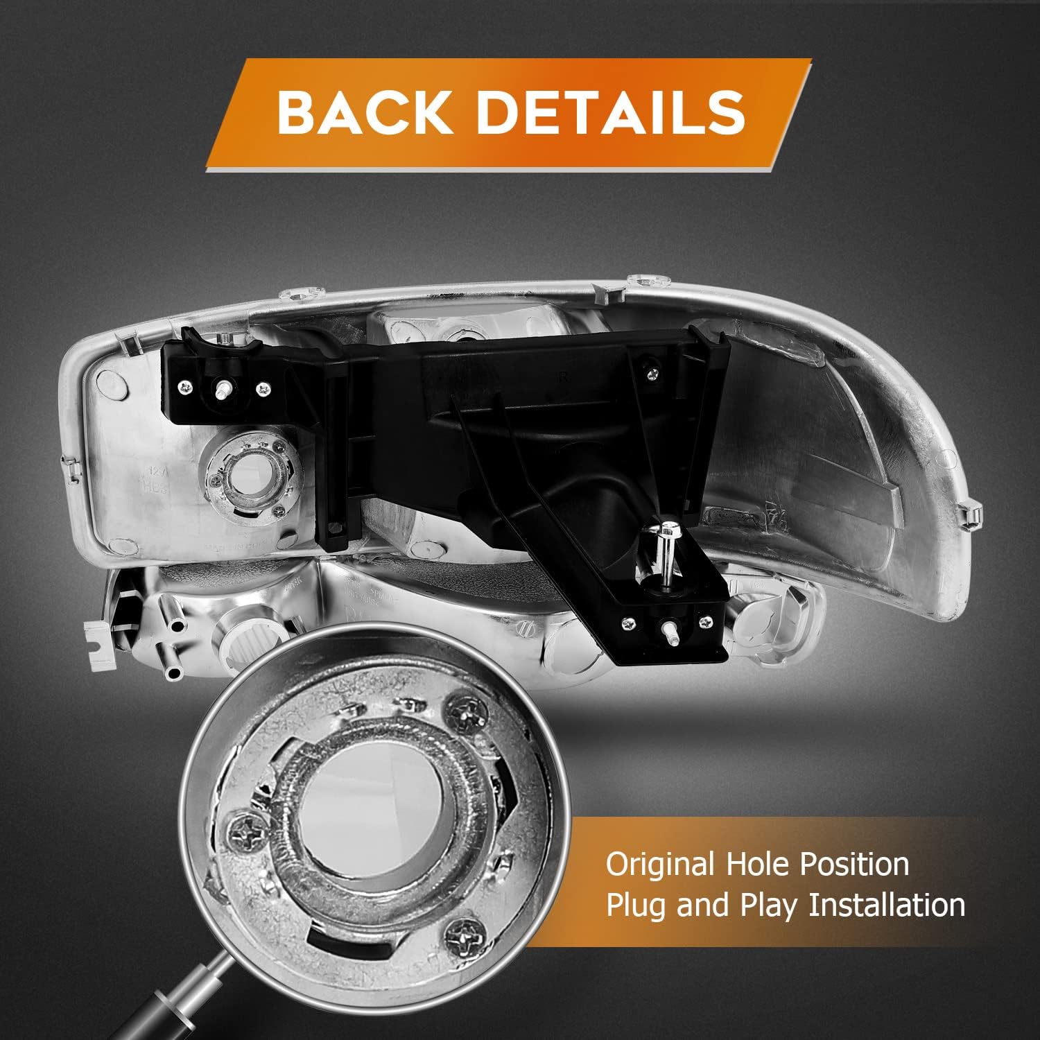 Headlight assembly Fit For GMC Sierra 1500 1999-2006,For GMC Sierra 1500 Classic 2007 Sierra 3500 2001-2006 Chrome Housing Clear Reflector Clear Lens Driver and Passenger Side 15850352 15850351