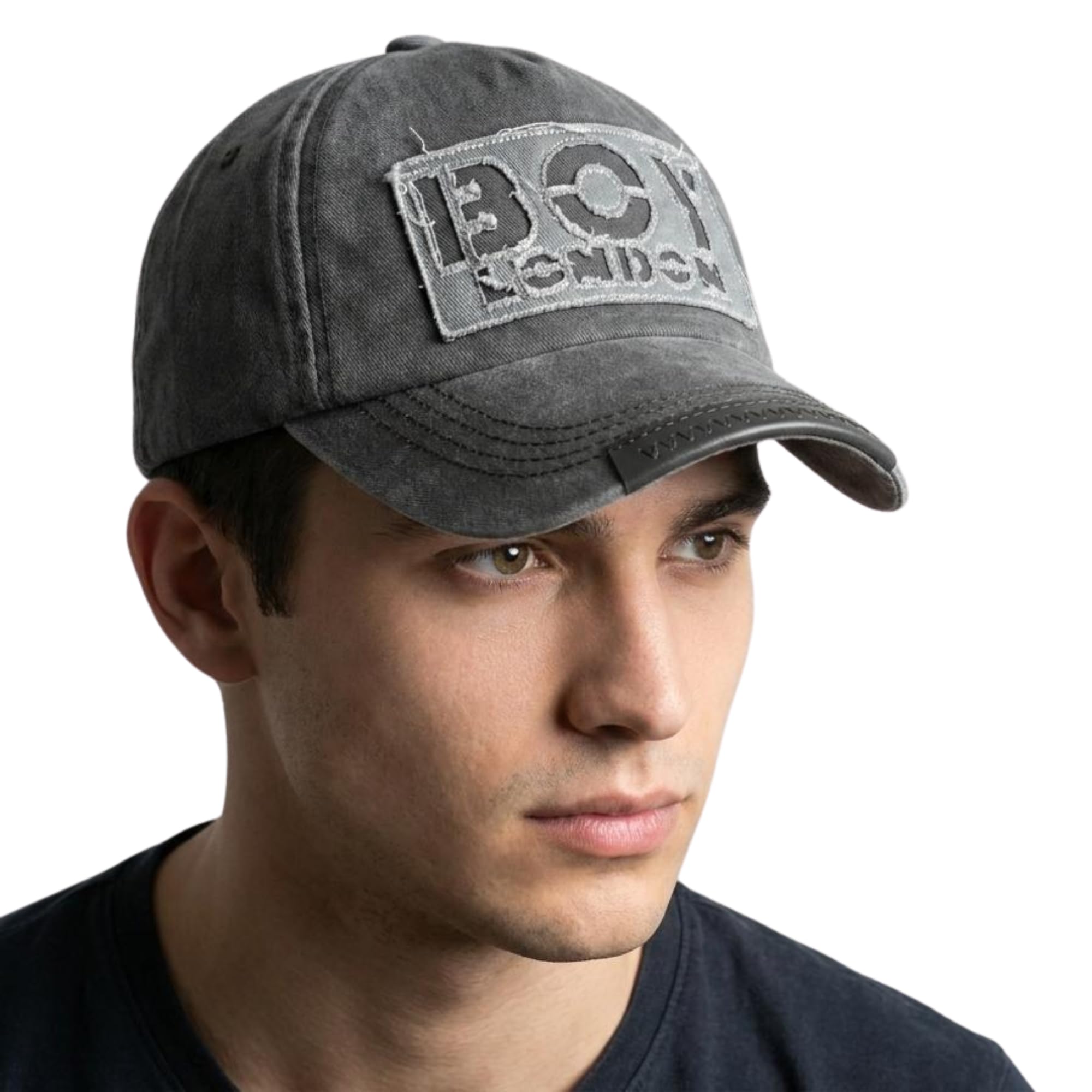 jamont Unisex Distressed Washed Cotton Baseball Cap for Men and Women | Vintage Dad Hat with Boy London Patch, Adjustable Buckle Strap, Breathable Sports Sun Cap for Casual Outdoor Travel - Grey-picture-20