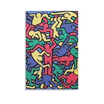 Amazon.co.jp: アートパネル 背景絵画 キース ヘリング ウォール