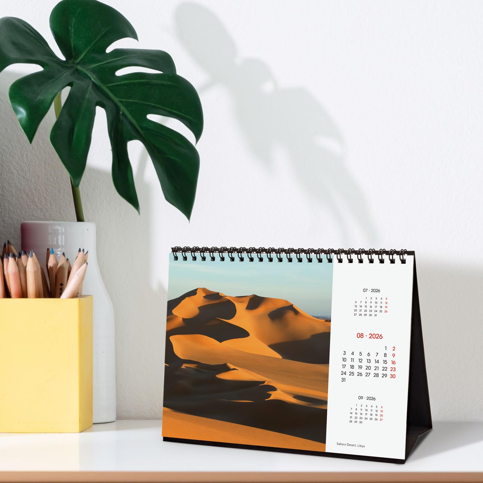 Finocam Desktop Calendar 2026 Month to View January, December 2026 + Sep-Dec 2025 (4 months) reduced, Images Nature, International