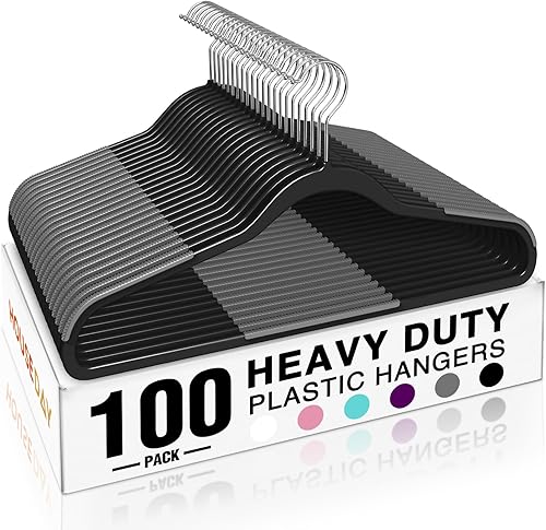 Miniatura 19 de HOUSE DAY - Ganchos de plástico resistentes de 60 unidades, ganchos antideslizantes para ropa con almohadillas de goma y gancho de 360° - Delgados