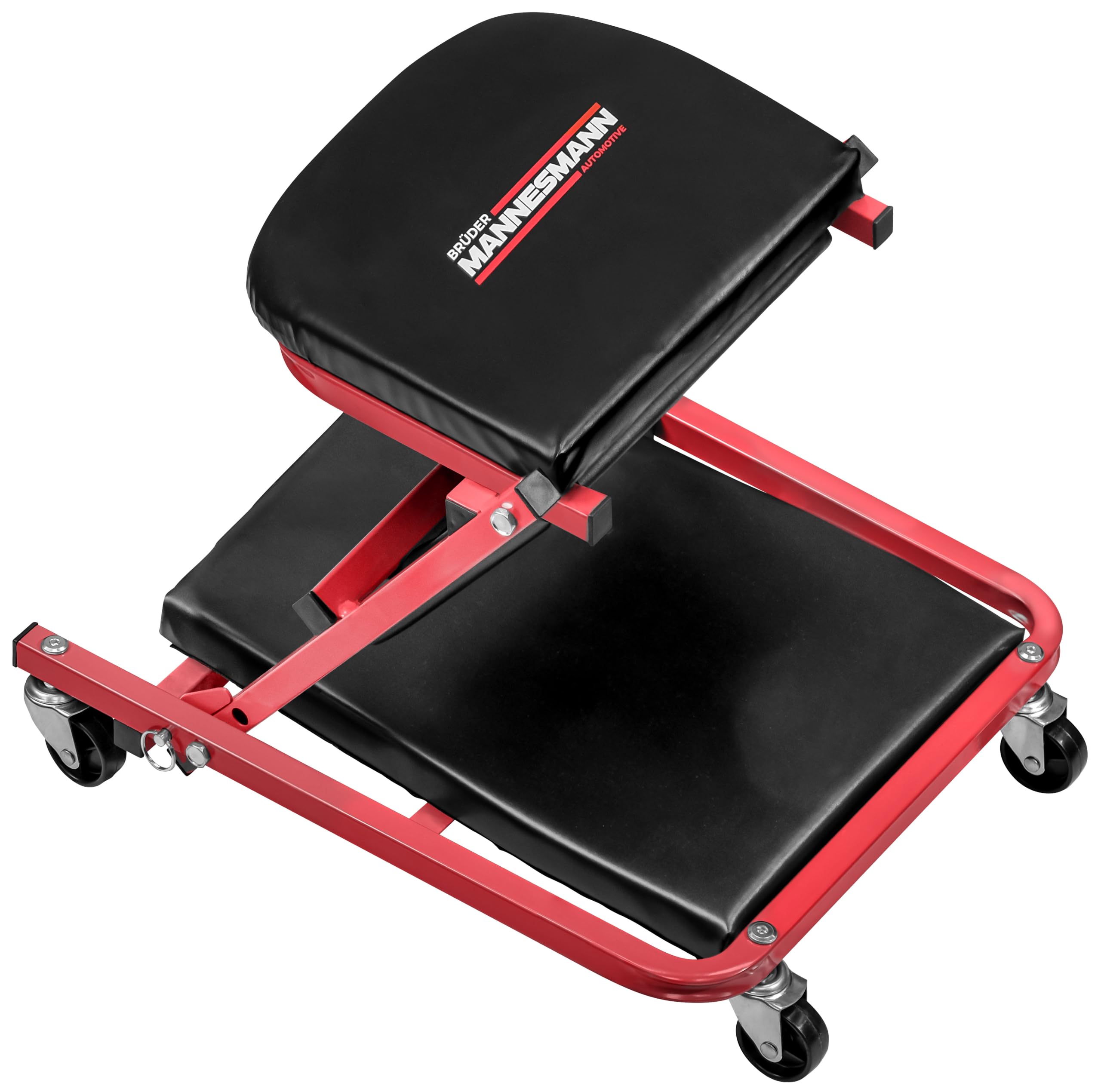 Brüder Mannesmann M00356 - Tagliere e sgabello da officina 2 in 1, regolabile in altezza, pieghevole, per montaggio e officina