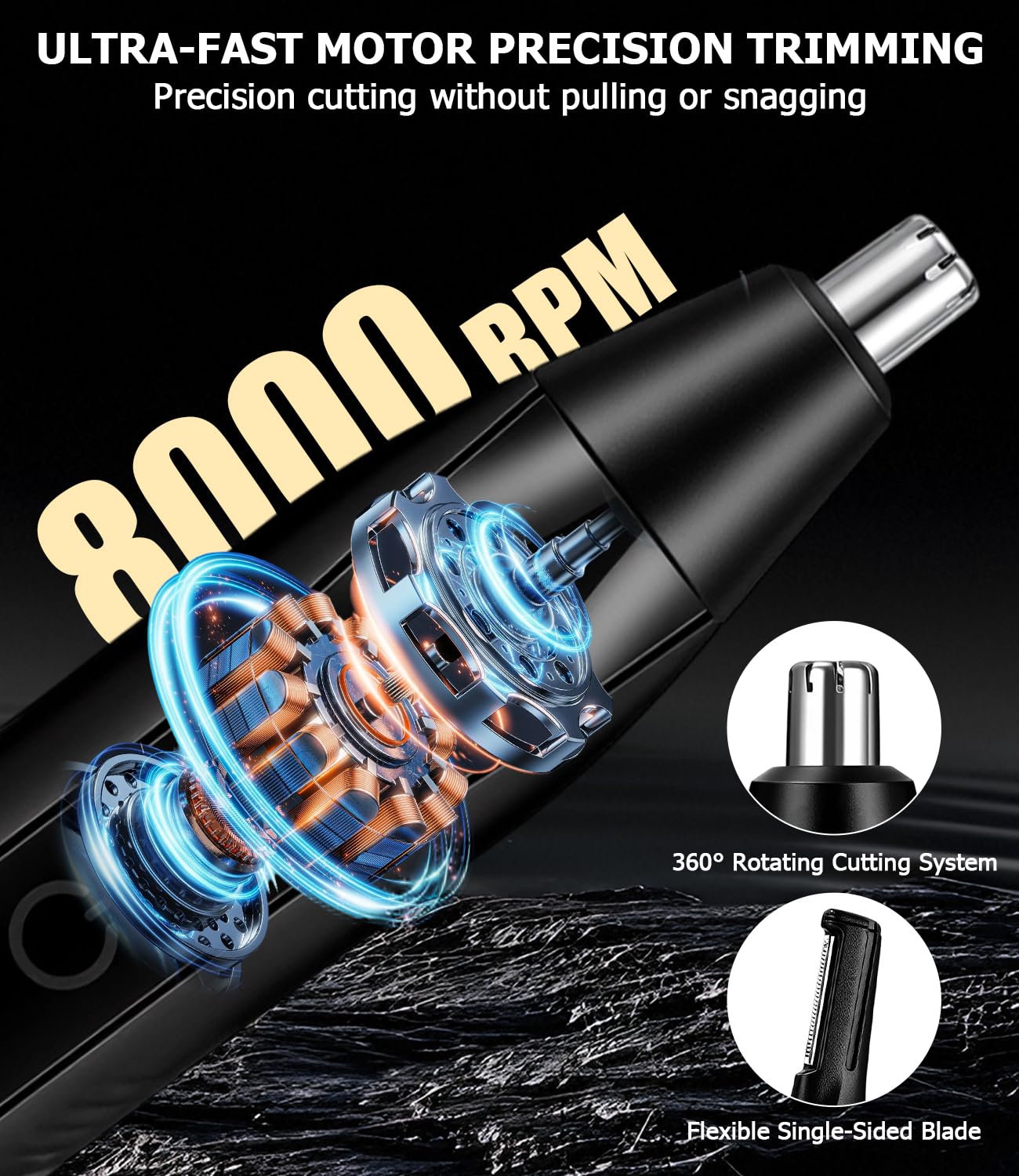 Profesjonalny trymer do nosa i uszu 2 w 1 LED USB, maszynka do golenia metalu
