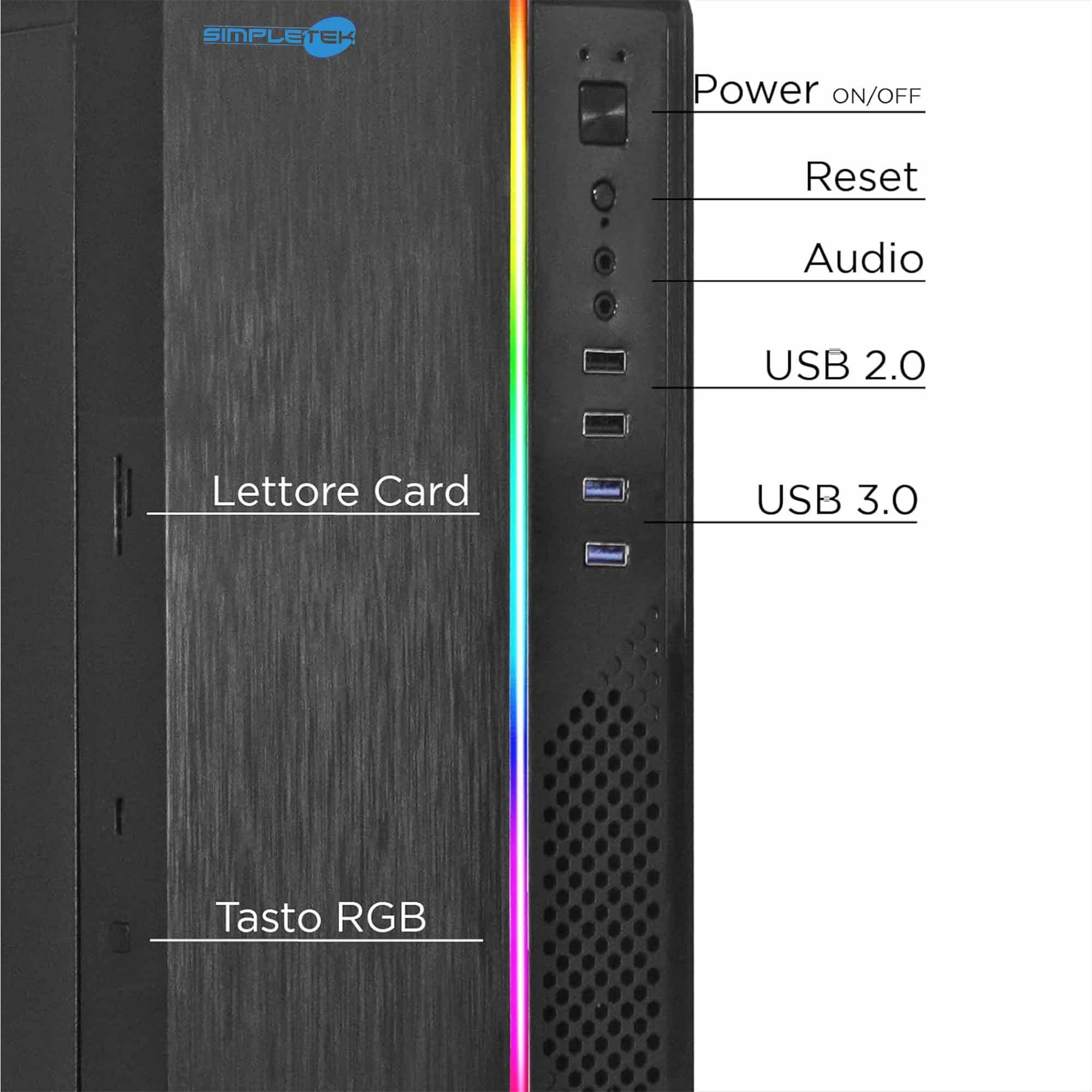 SIMPLETEK - Case Telaio Nero - Compatibile con Nuwo Itak I603 | Micro-ATX Mini-ITX - 1x 5.25" - 1x 3.5" - 2x 2.5" - PCIe | Alimentatore ATX 240W