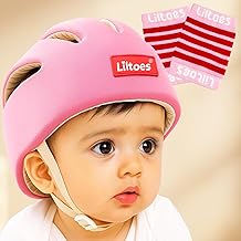 LILTOES Baby Head Protector for Safety of Kids 6M to 3 Years- Baby Safety Helmet with Proper Air Ventilation & Corner Guard Protection + Baby Kneepads for Crawling Pink