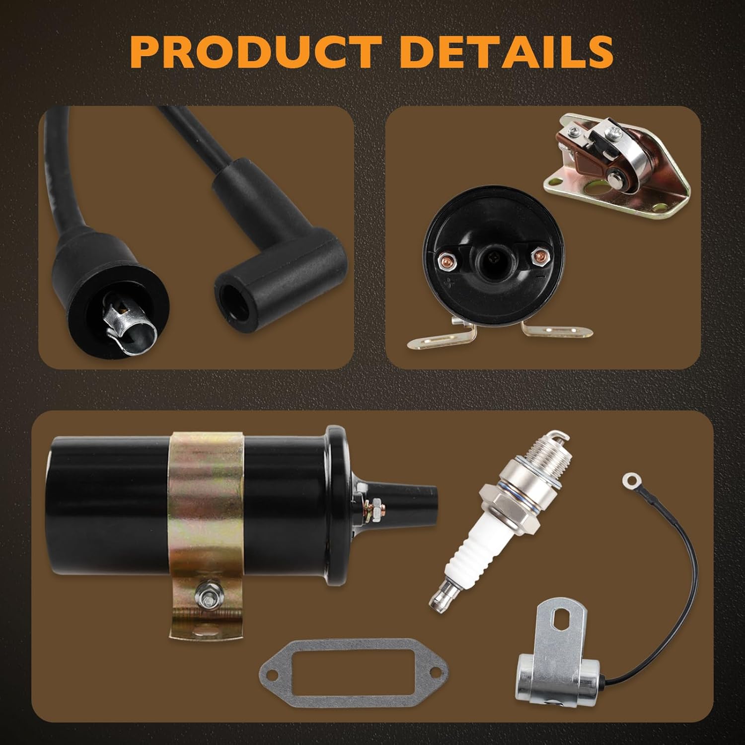 Ignition Coil, Breaker Points, Spark Plug & Wire, Condenser Compatible with Kohler K-Series Tractor K91 K141 K161 K181 K241 K301 K321 K341 Engines