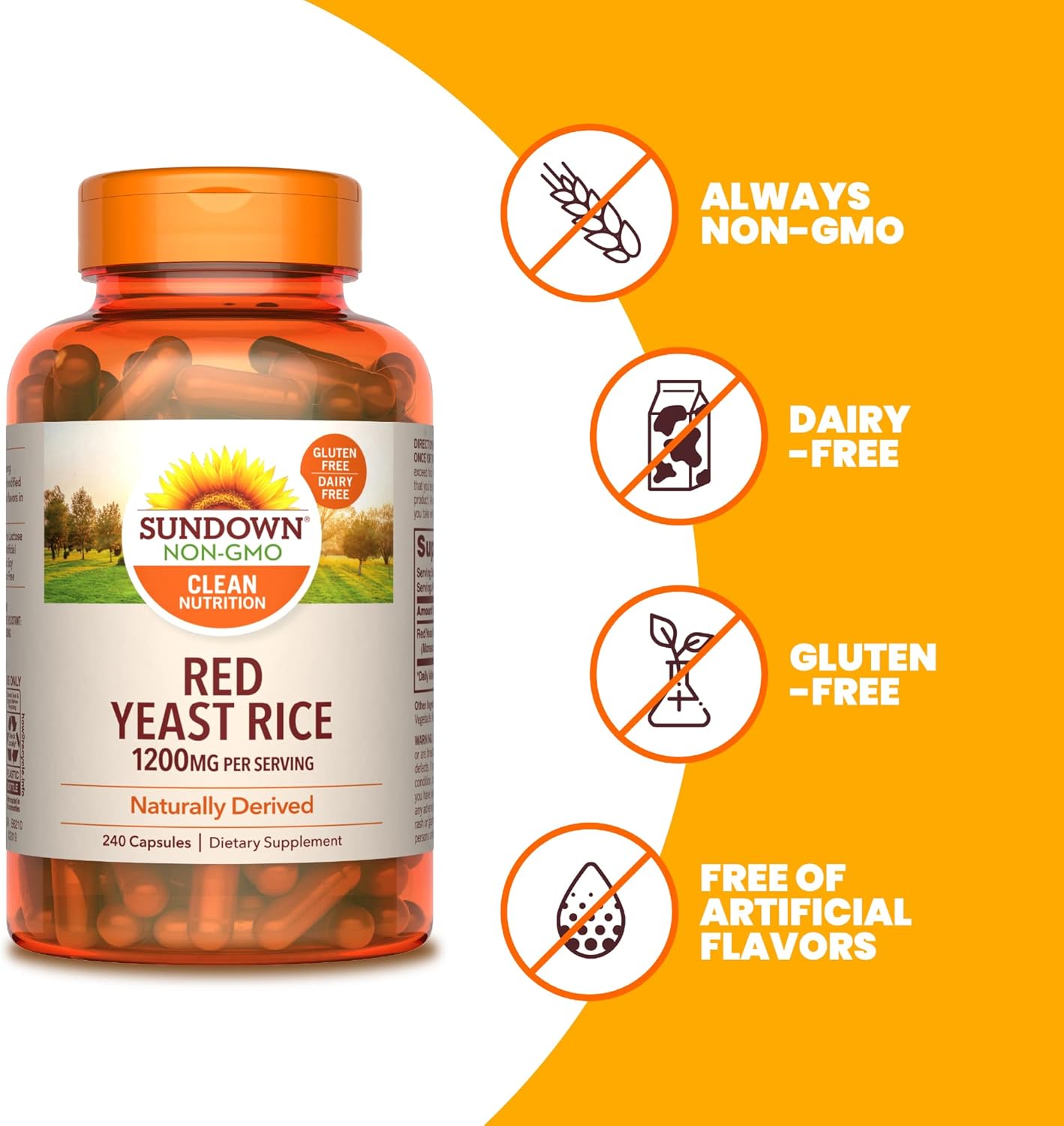 Sundown Red Yeast Rice 1200 mg, 240 Capsules