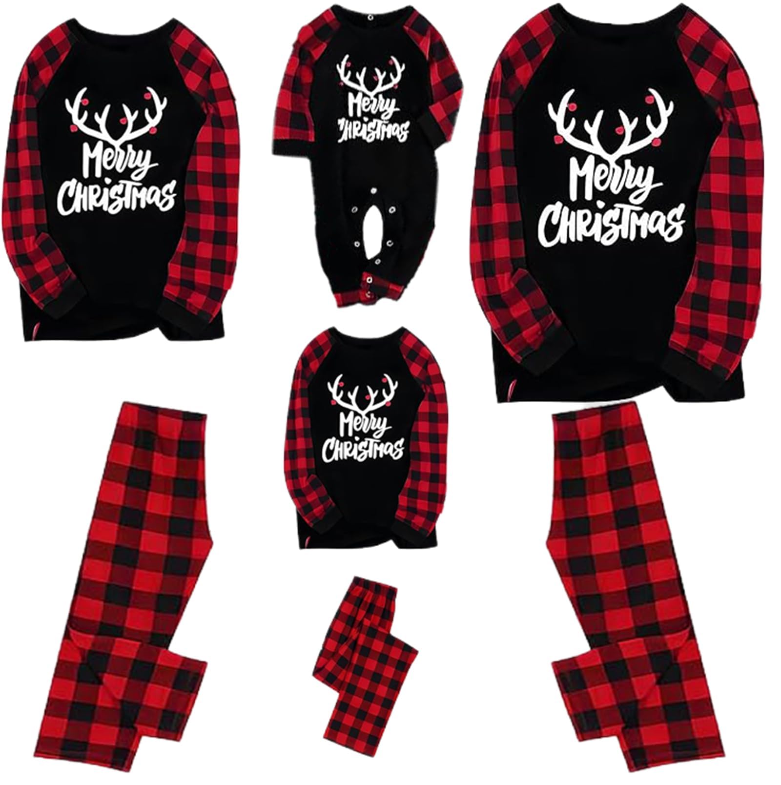 Oriental eLife Family Christmas Pyjamas Set, Matching Family Christmas PJs, Holiday Pajamas Xmas Plaid Nightwear Sleepwear for Womens Mens Kids Baby