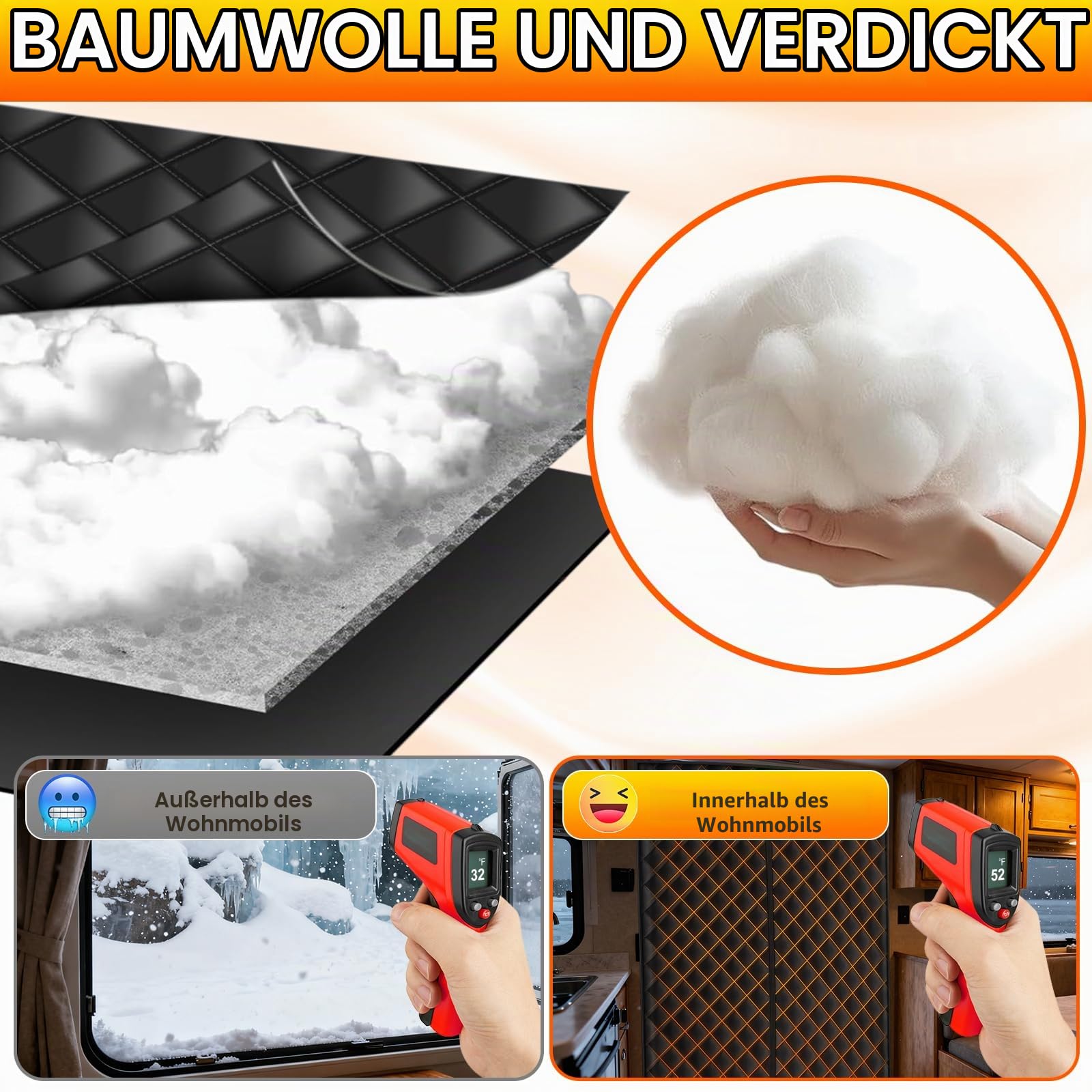 Magnetischer Thermischer Seitentür 180 * 148cm, Winddichter Schalldämmender Vorhang Thermisch Winter for Die meisten Nutzfahrzeuge, Wohnmobile, for Ducato/Crafter/Sprinter Standard Roof
