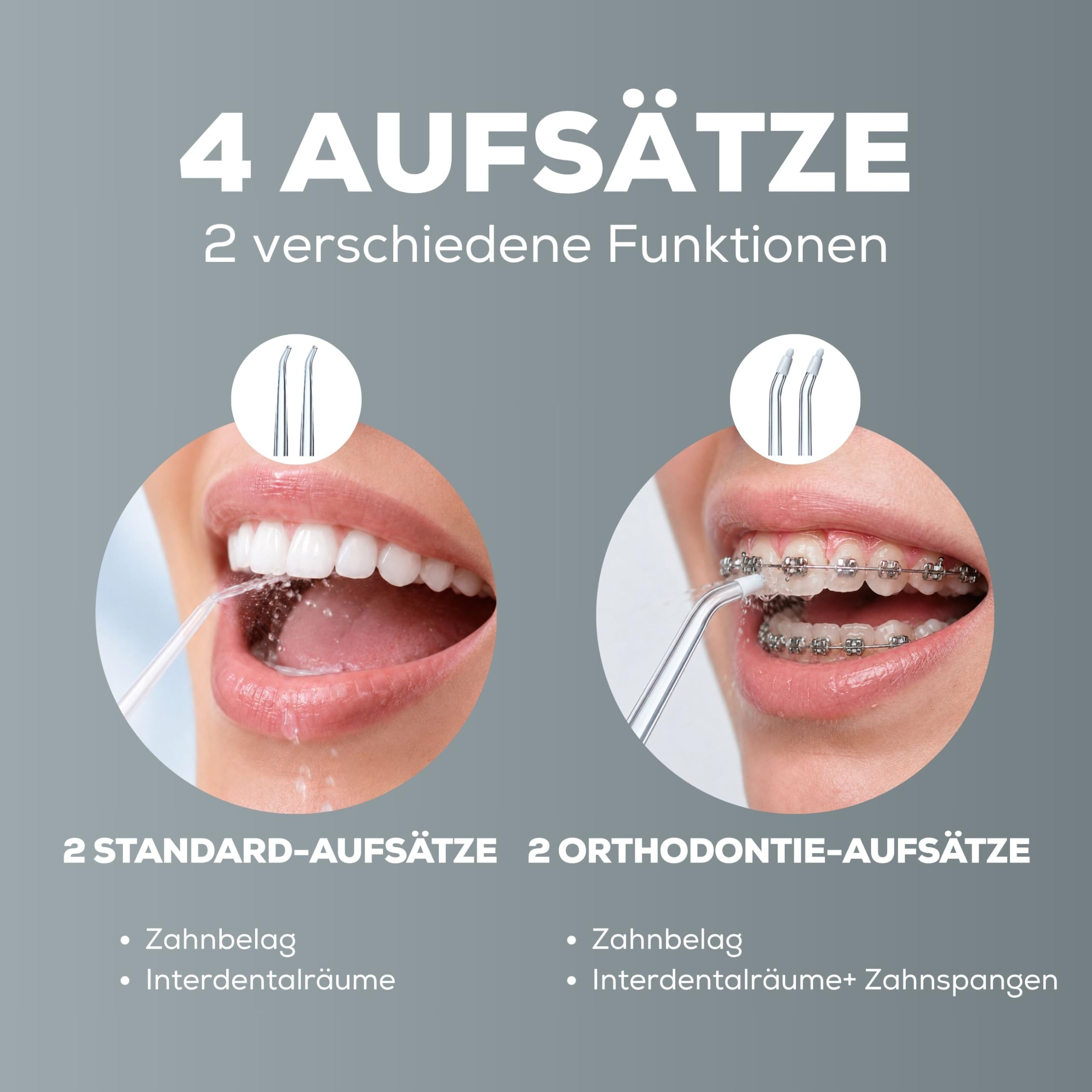 NEOPULSE MY FIRST® Munddusche – kabelloser elektrischer Wasserflosser – Zahnzwischenraumreiniger mit 3 Modi – USB wiederaufladbar – für Zahnzwischenräume, Zahnspangen & Implantate – Schwarz | 3 Modi – 4 Aufsätze – ideal für Anfänger & empfindliches Zahnfl
