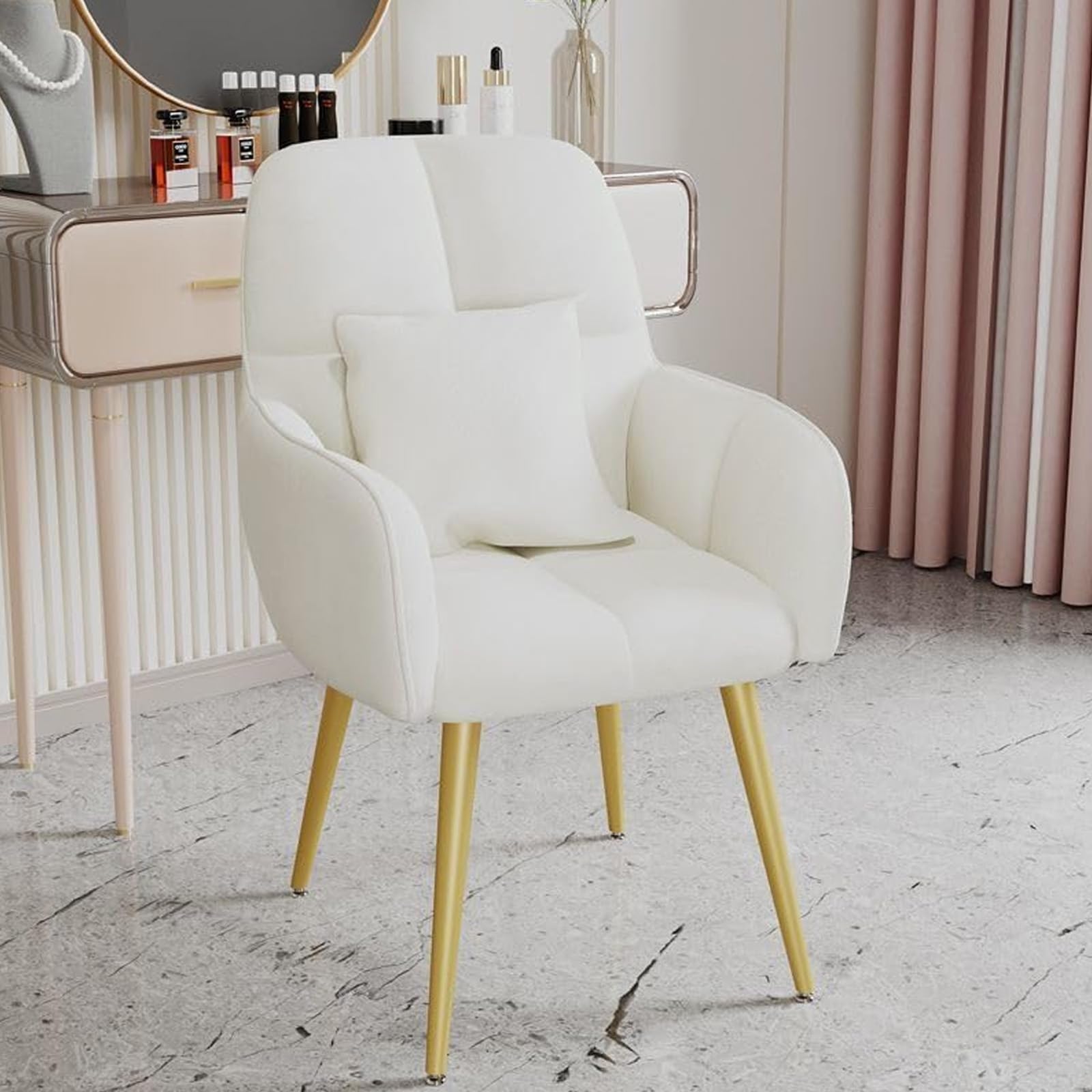 Chaise de maquillage confortable à dossier rembourré et velours