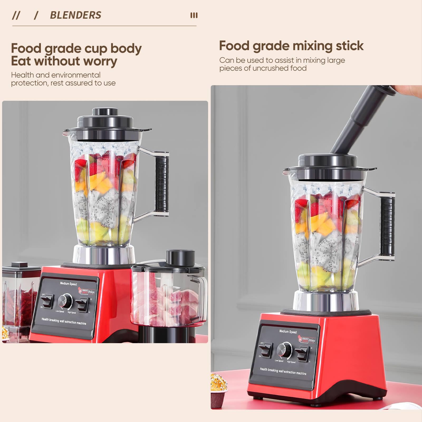 9500W 3-En-1 Blender Mixeur Multifonctions, Portables 3L+1.5L+0.5L Sans BPA,Blender Smoothie Professionnel,Lames en Inox,15 Réglages Vitesse,pour Smoothies,Shakes,Glace Pilée (3 en 1 Mixeur Blender)