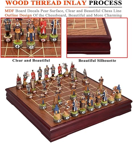 Miniatura 4 de Juego de ajedrez chino de resina de personajes de simulación de alta gama exquisito tallado diseño creativo juego de colección de regalos para el