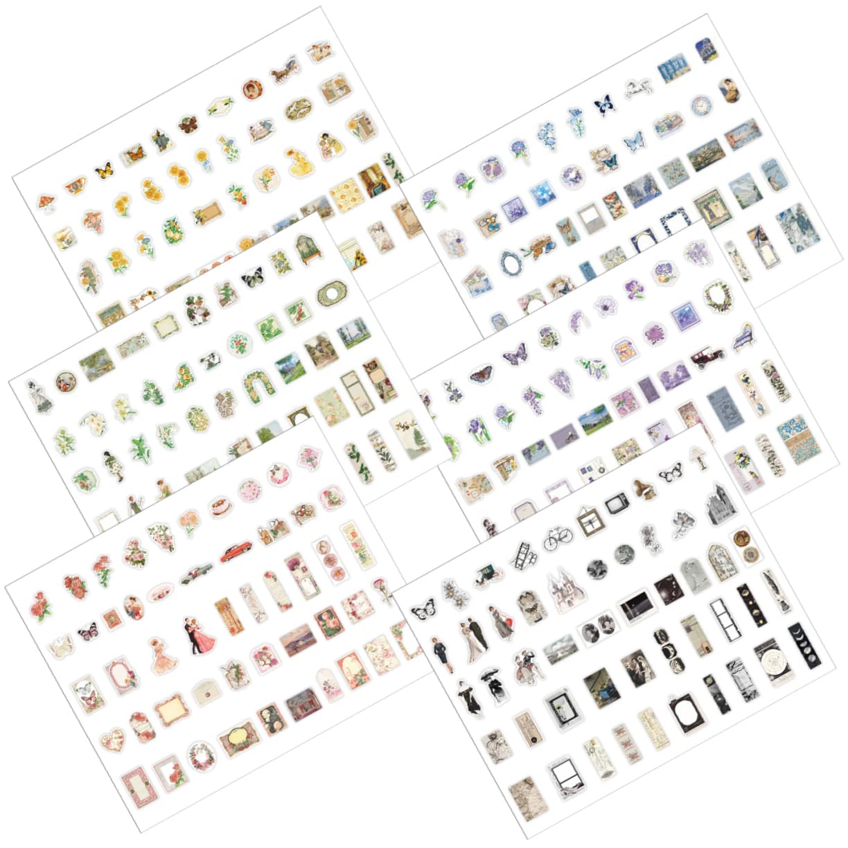 1200blätter Vintage Scrapbook Aufkleber Handgemachte Dekorative Papier Sticker Für Scrapbooking Tagebuch Und Fotoalben Für Kreative Projekte
