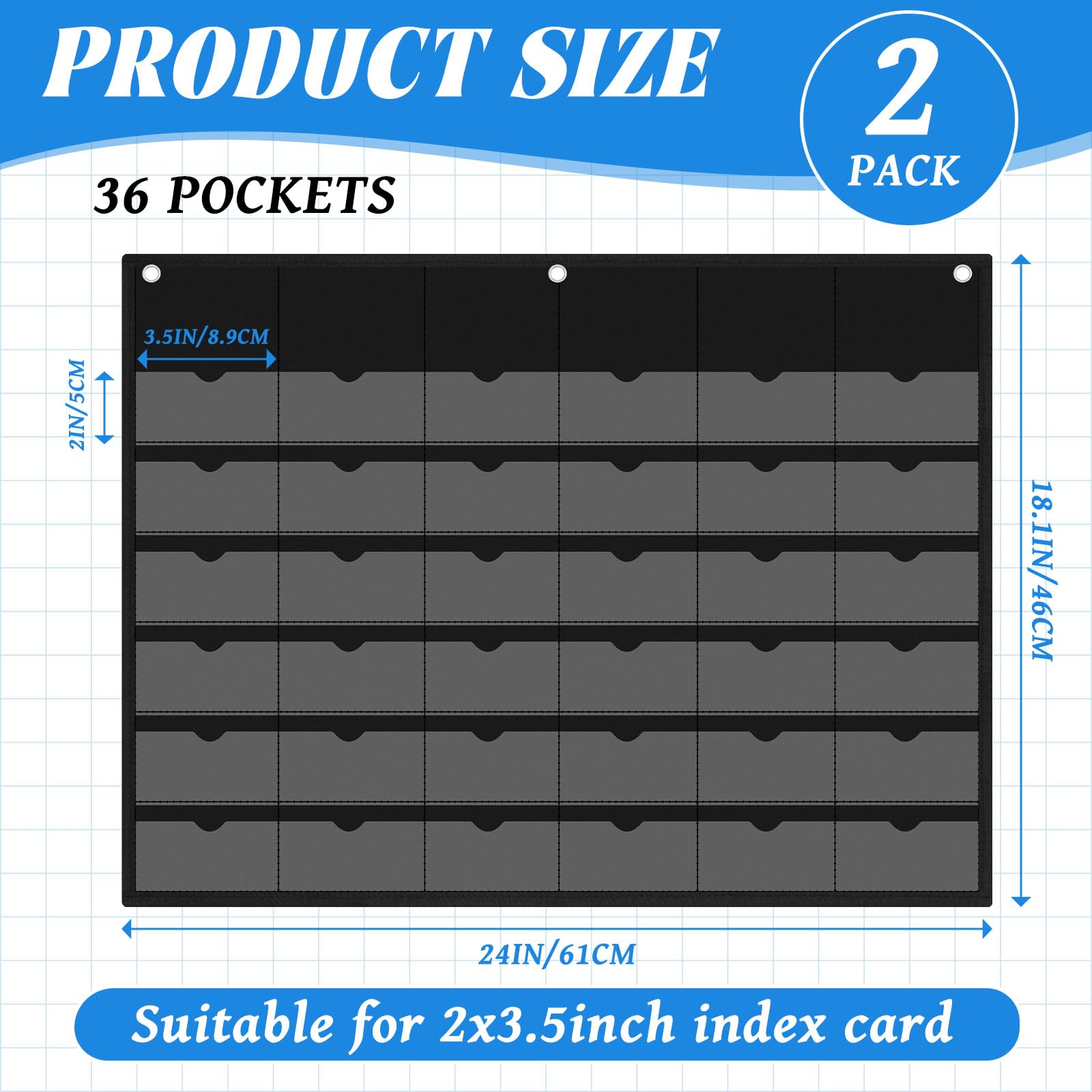 Affrolling 2 fundas para tarjetas de visita, soporte para tarjetas de visita, soporte para colgar en la pared, 36 ranuras para tarjetas, organizador de tarjetas de visita, organizador de plástico para