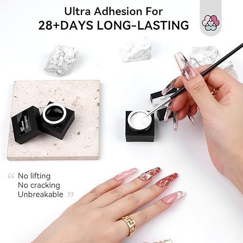 Miniatura 6 de SAVILAND Juego de 2 piezas de gel de araña, gel de araña blanco y negro para arte de uñas, gel de remojo UV LED, buena dureza y elasticidad, fácil