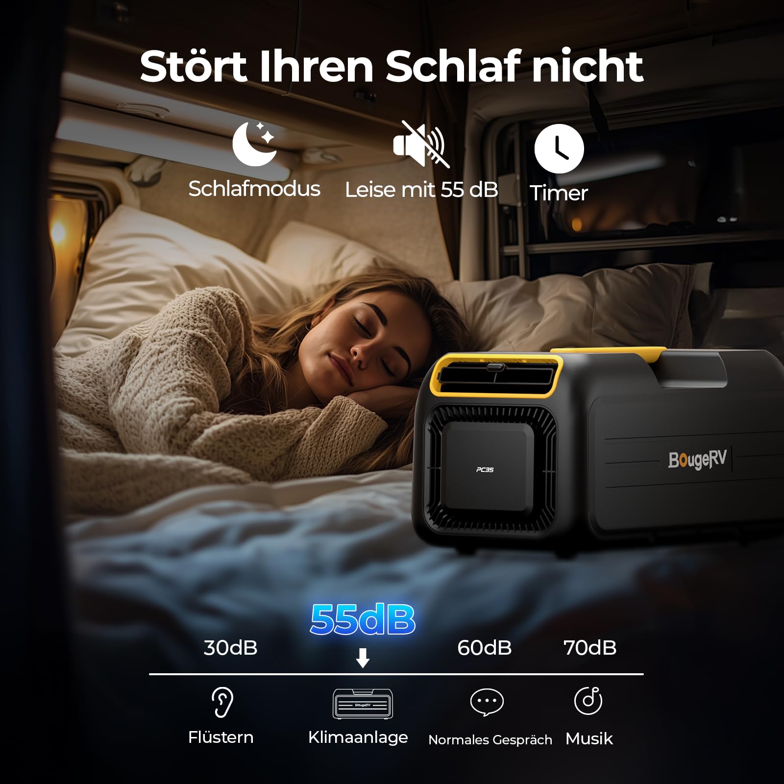 BougeRV Tragbare Klimaanlage 3500 BTU Kühlen Mobile Klimaanlage für Camping | 10 Minuten Schnelle Kühlung, App-Steuerung, 5 Fach Funktion, R290 Gas, AC 100V-240V, für Zelt, Van