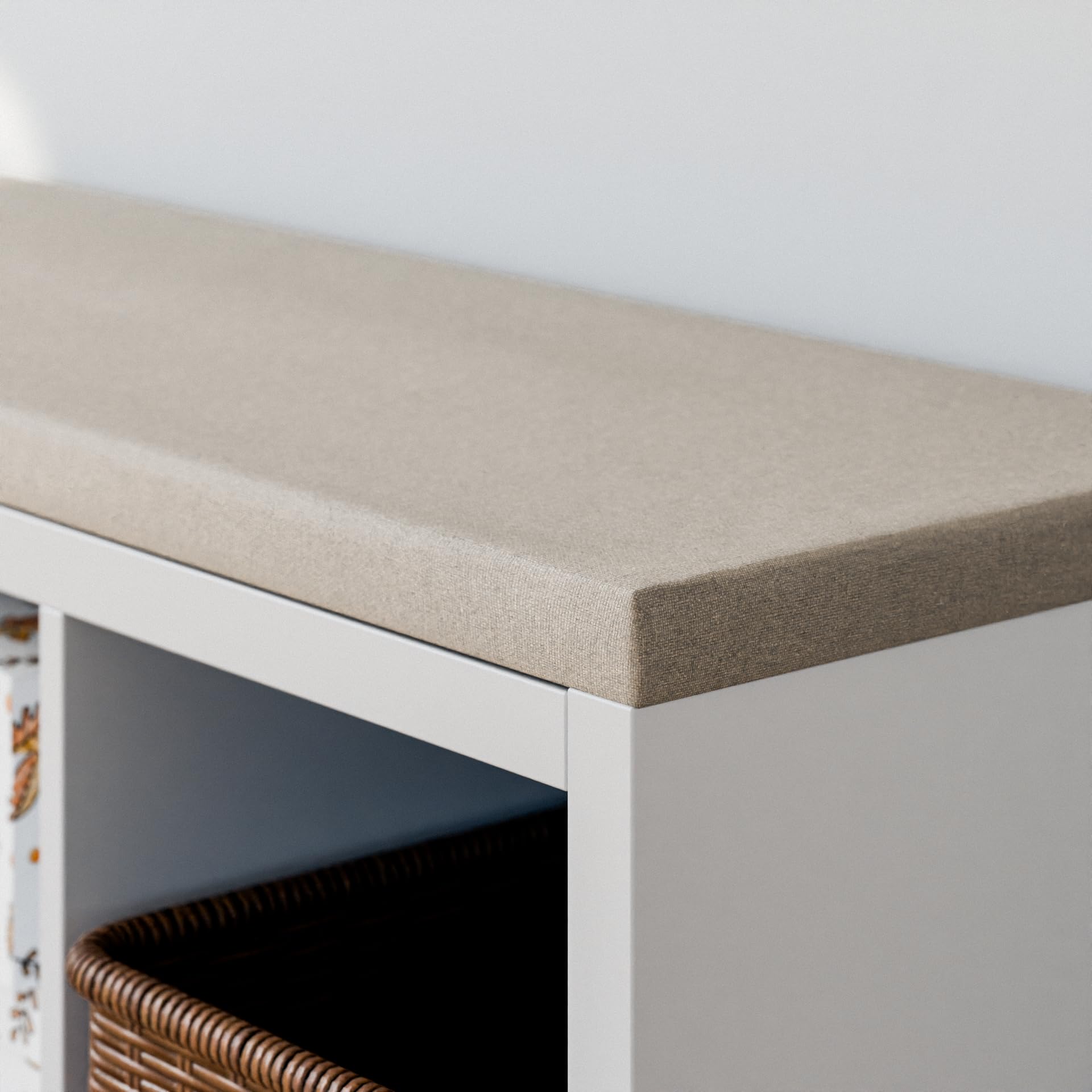Sitzauflage für Kallax Regal 1x2, 1x3 und 1x4-4cm dickes Sitzkissen, Polster + waschbarer Bezug mit Reißverschluss - Ideal für Sitzbank im Flur & Kinderzimmer, in Grau oder Beige (111, Beige)
