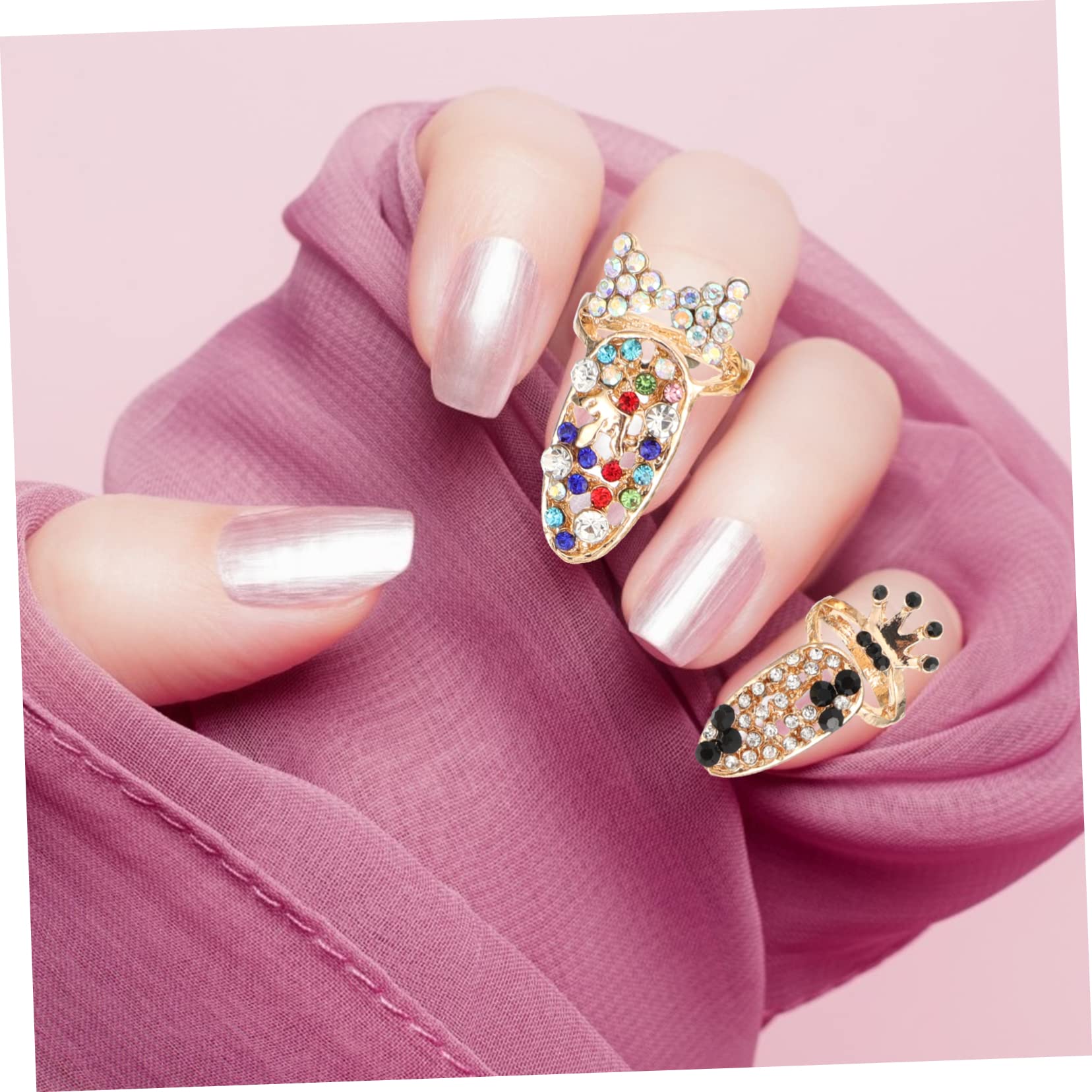 Didiseaon 5 Set Anello Per Unghie Decorazioni Unghie Decorazioni Per Unghie Artiglio Dell'unghia Ciondoli Per Unghie 3d Kit Accessori Per Manicure Decorazione Delle Unghie Lega 12 Pezzi * 5