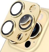 Doeshine Kameraschutz für iPhone 15 Pro/iPhone 15 Pro Max, HD Kamera Panzerglasfolie, [Einteiliges][Anti-Kratzen][Blasenfrei] 9H Linsenschutz, Militärqualität Kamera Displayschutzfolie (Gold)
