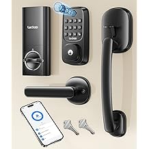 Smart Deadbolt Lock Fingerprint with 2 Lever Handles, Keyless Entry Front Door Lock Set, Electronic Keypad Lock, App Control - Auto Lock, Long Battery Life, Secure Home Basic Locks