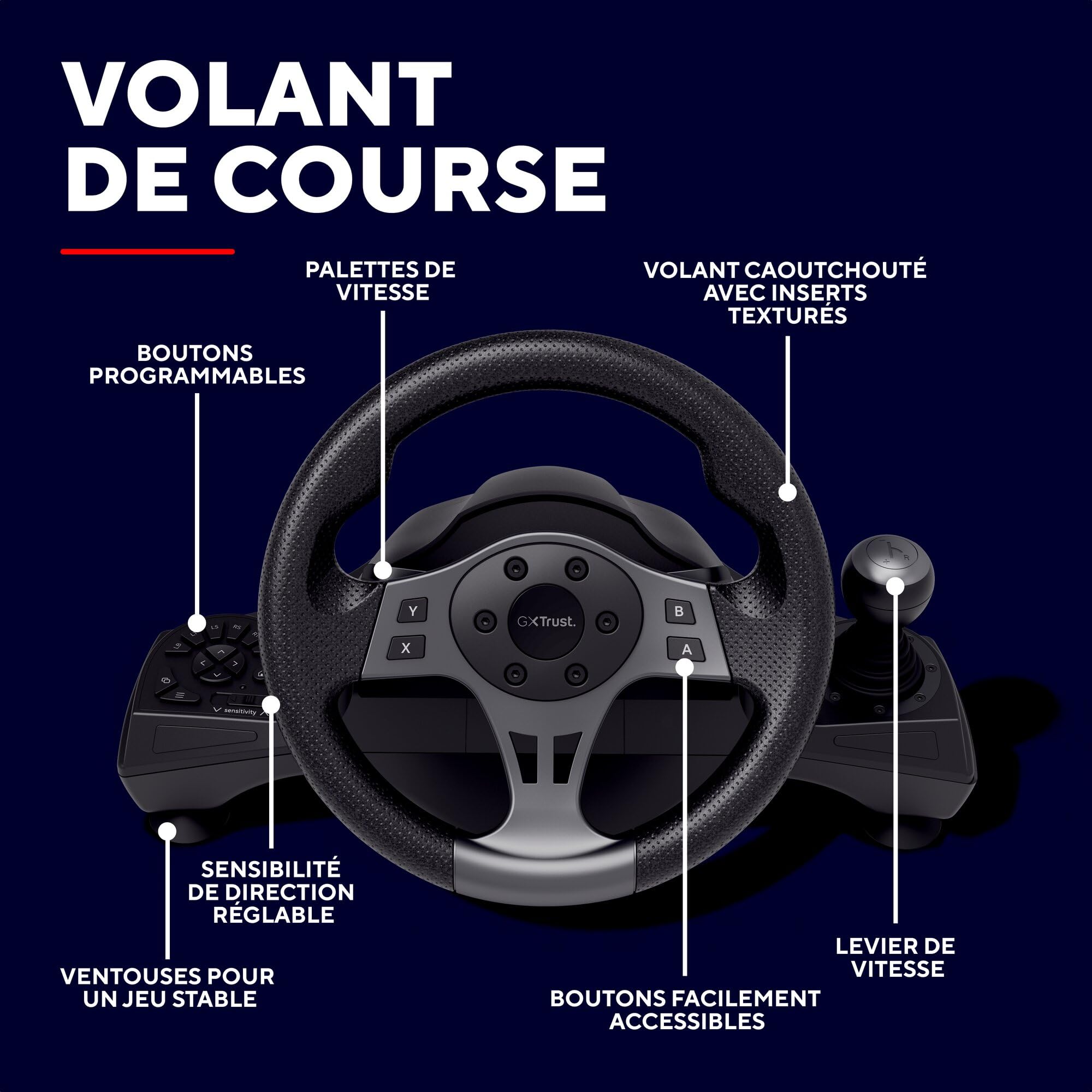 GXTrust Movi Volant de Course pour Simulateur Vol Volant PC avec Pédalier | Levier Vitesse, Retour de Vibration, pour Farming Simulator / F1 / Gran Turismo