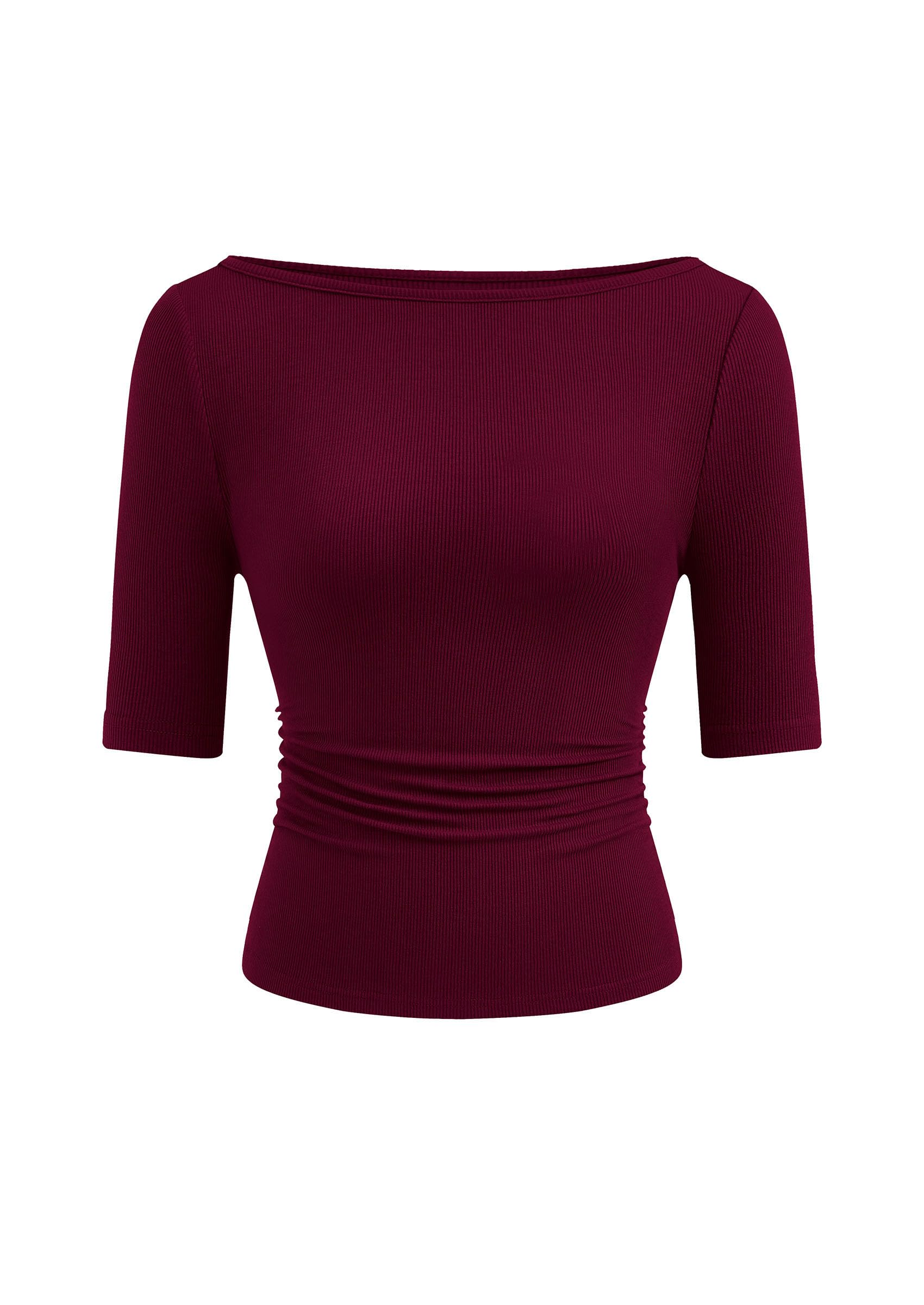 PRETTYGARDEN Womens Summer Short Sleeve Tops Boat Neck Ribbed Knit Slim Fit T Shirt Casual Basic Top 2026 Spring Clothes