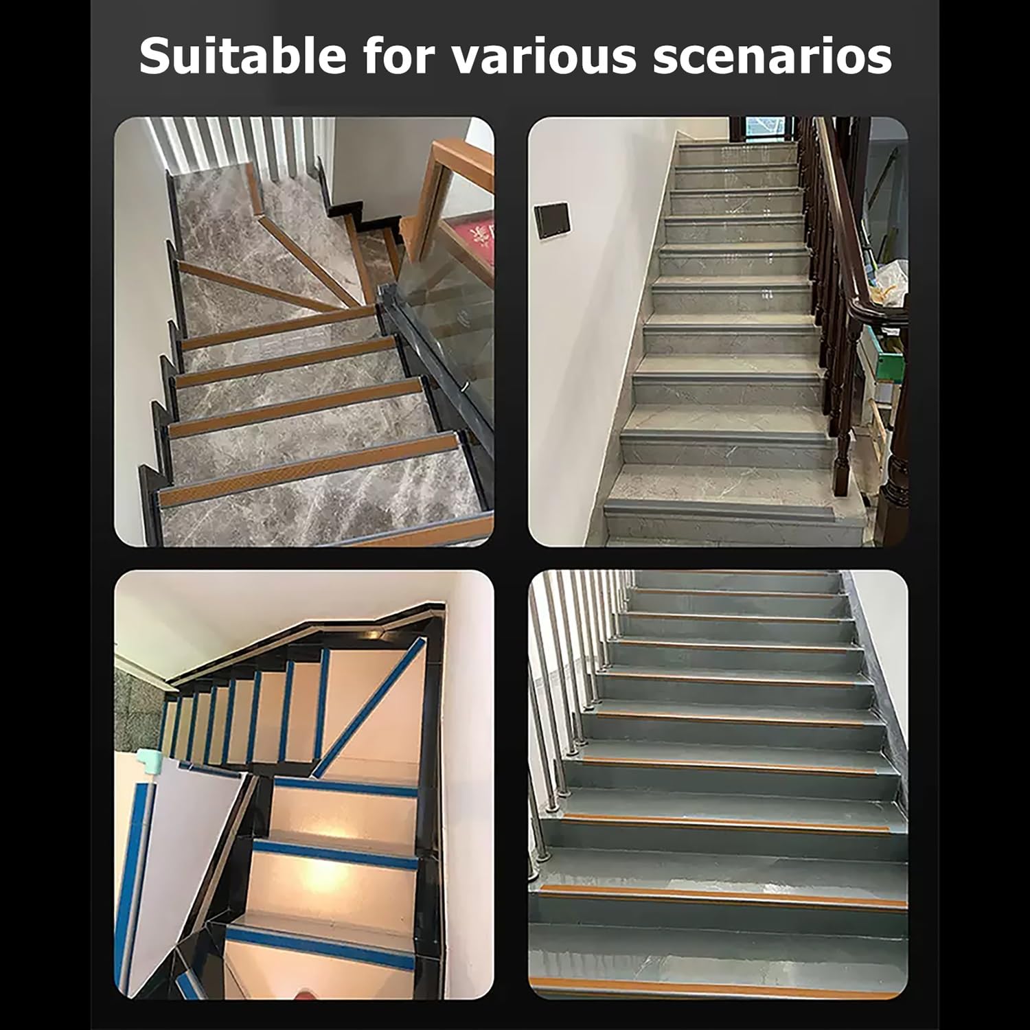 Antideslizante De Borde Escalonado, tira de umbral de escalera de protección de esquina en forma de L, Cinta De Seguridad Autoadhesiva Antideslizante, para escalera(5m)