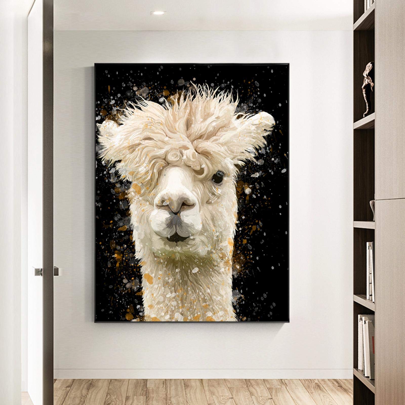 油彩画 アルパカ 油絵 Amazon｜現代絵画水彩アルパカ壁アート抽象動物キャンバスプリント絵画