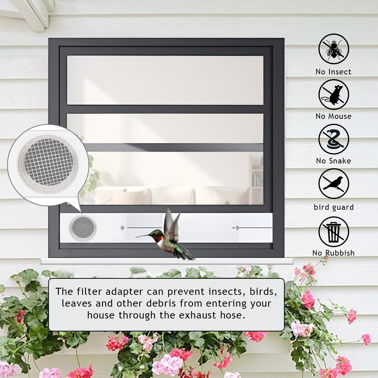 Fensterkanal-Set, Trockner-Fenster-Lüftungs-Set, passend für 10,2 cm / 15,2 cm Luftführungen und 13 cm / 15 cm Schlauch, tragbare verstellbare Schiebefensterdichtungen für HVAC-Kanäle,