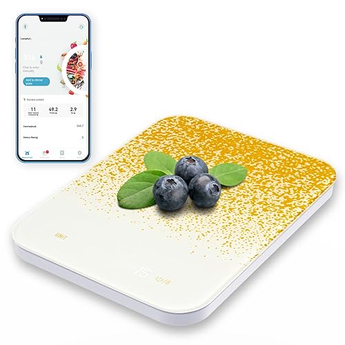 Báscula digital de alimentos con función de tara, escala de cocina Bluetooth (GFl.Oz.LbOzMl), báscula para hornear impermeable con pantalla LED,