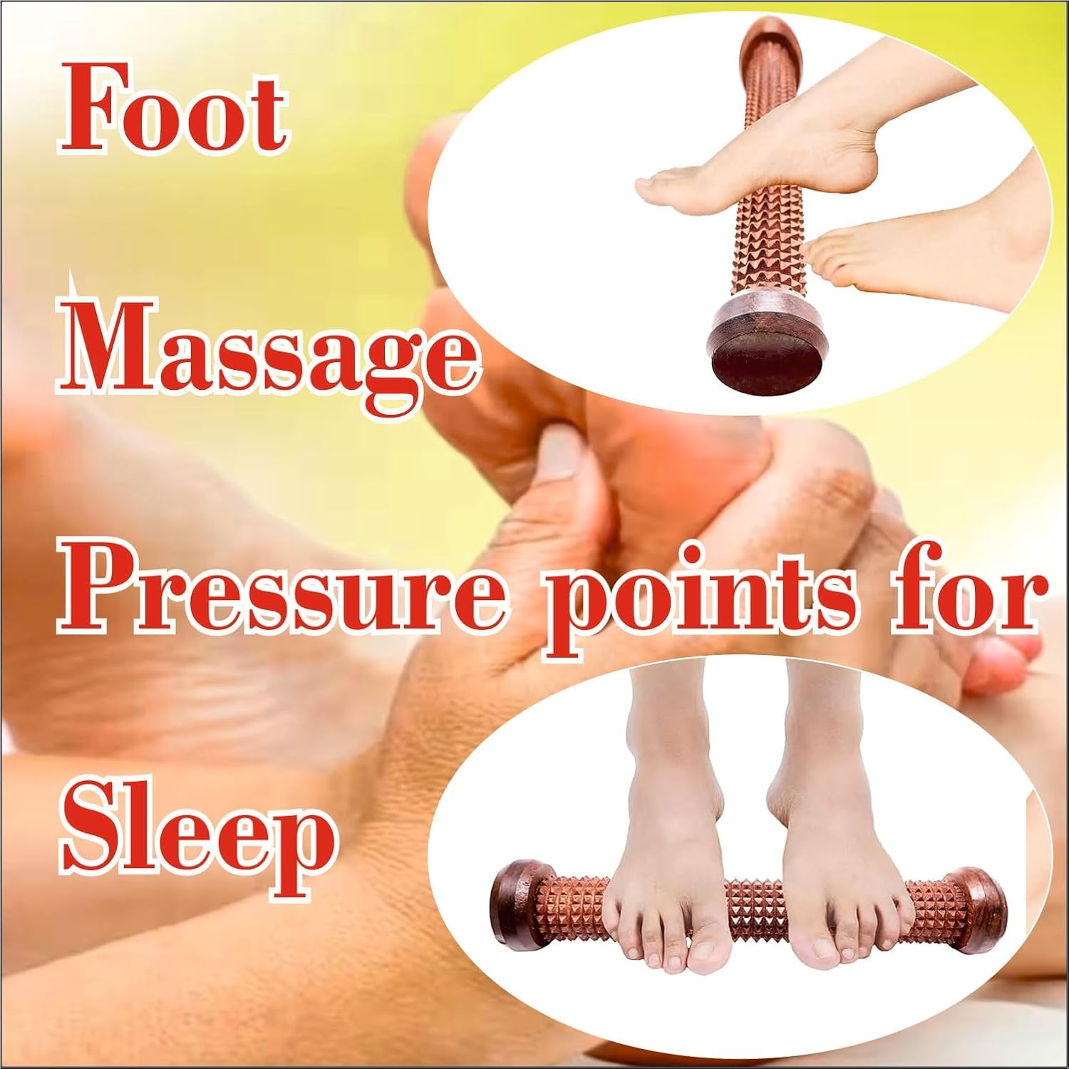 Acupression Sheesham Wooden Foot Roller Acupressure Massager | Handheld Manual Foot & Feet Massage Roller for Pain Relief, Stress Relief, Blood Circulation, Back, Neck, Shoulders & Legs 2