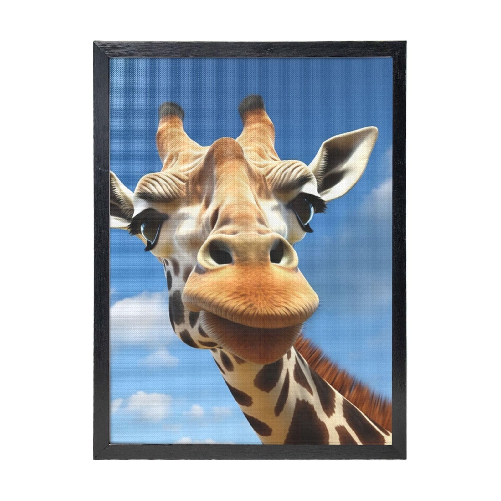 Framed Wall Art - Decorative Canvas Painting Funny Giraffe Pictures Poster Aesthetic Modern Prints Artwork for Bedroom Office Wall Decor Ready To Hang 12x16 in