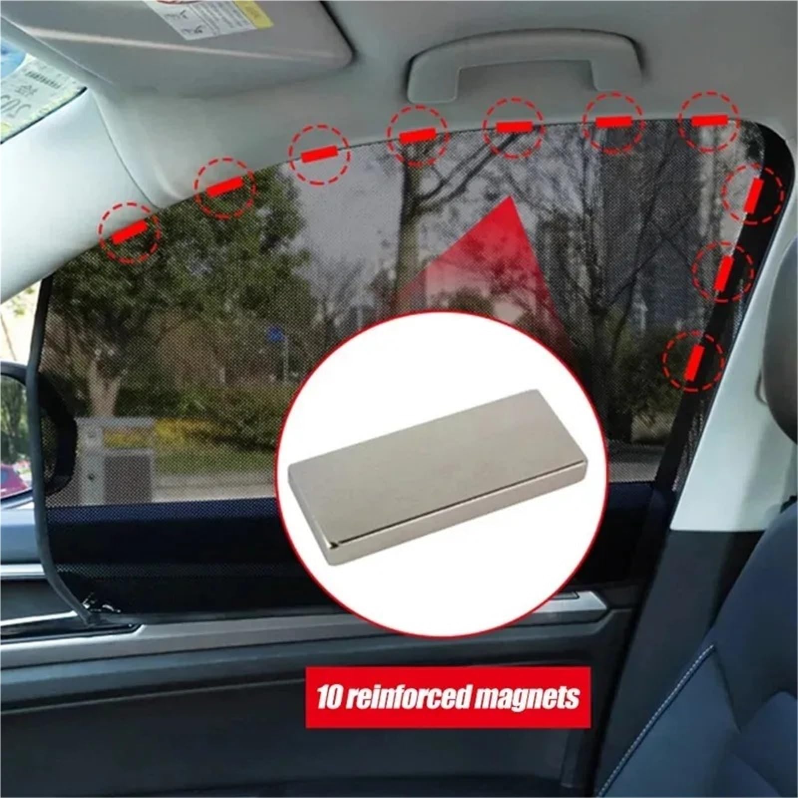 Parasol Lateral Coche Parasol de Malla magnética 5D, Aislamiento térmico automático, Cubierta protección Solar Tipo adsorción Fuerte(2xThicken Back)