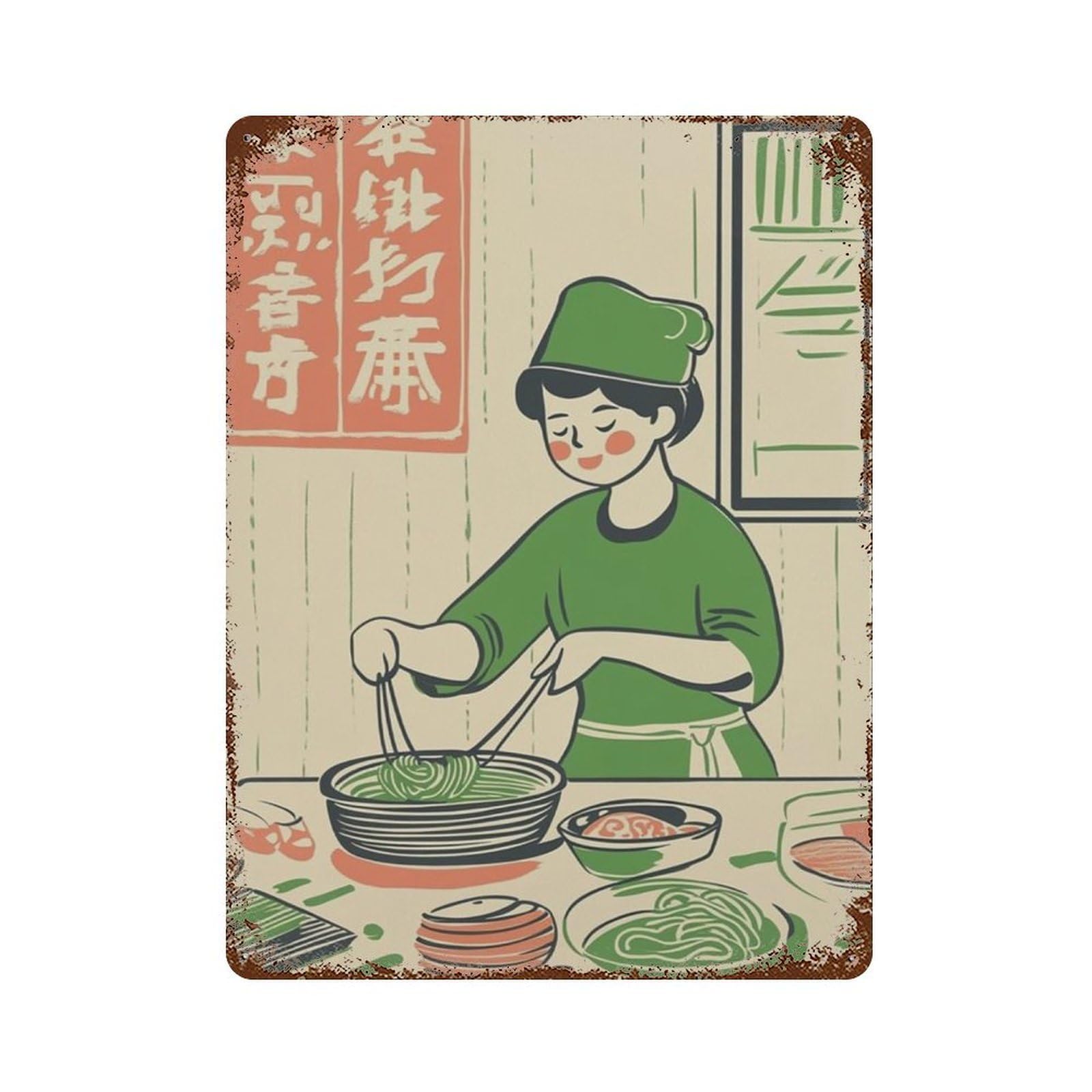 xiaoxiaoshen Ramen Cooking Japanese Kitchen Food Wall Decor Art Metal Tin Poster Modern Home Decor Art Home Bar Shop Decorations Vintage Sign 40x30cm