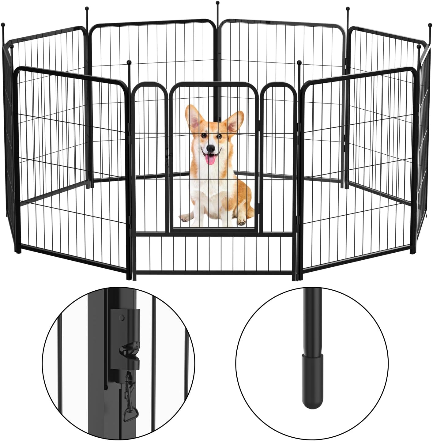 INJOPEXI Dog Playpen 8 Panels Dog Pen 32" Height Pet