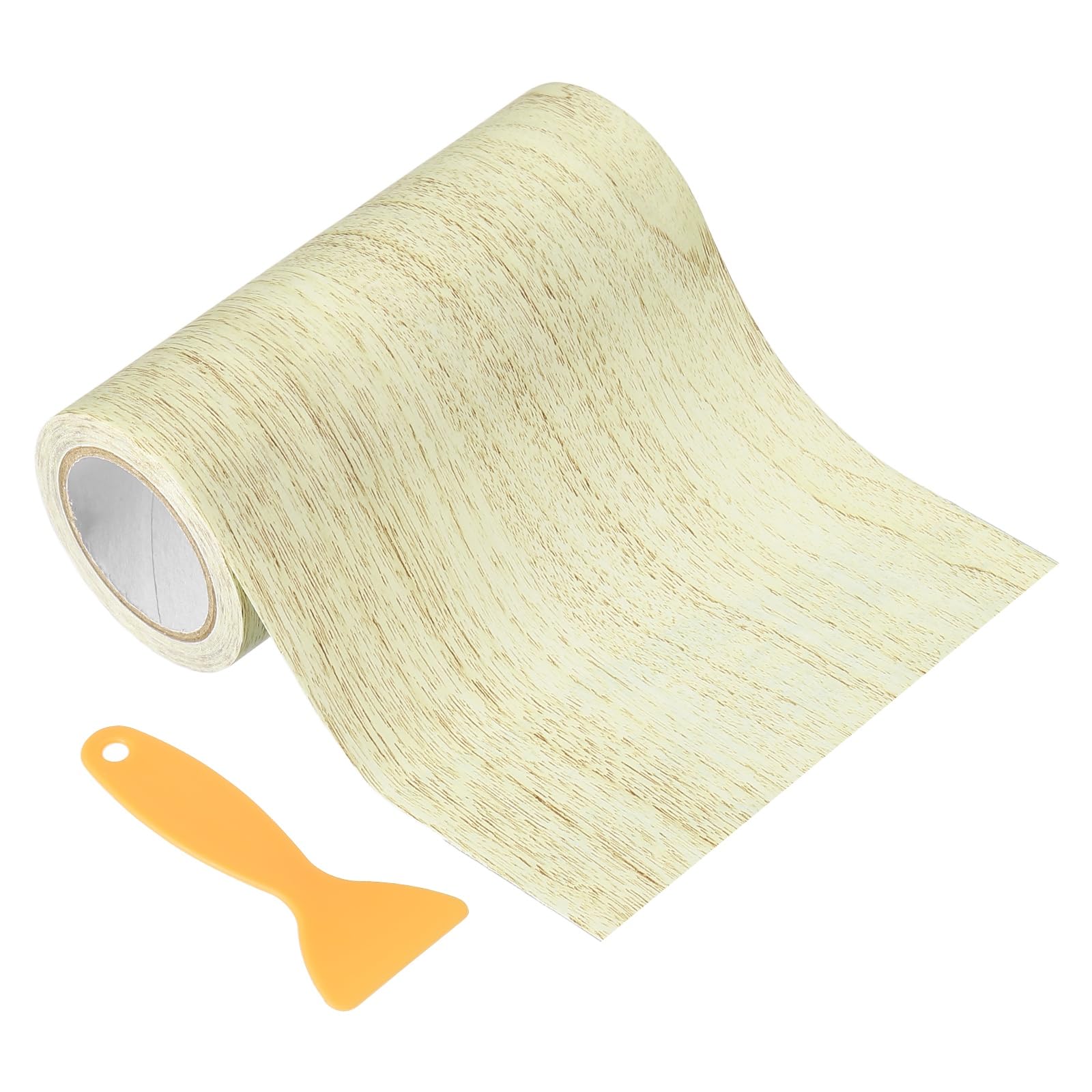 PATIKIL Wood Grain Repair Tape 12.5cm x 4.57m, Self Adhesive Realistic Textured Repair Tape Patch with Scraper for Floor Door Table Cabinets Desk, Light Gray