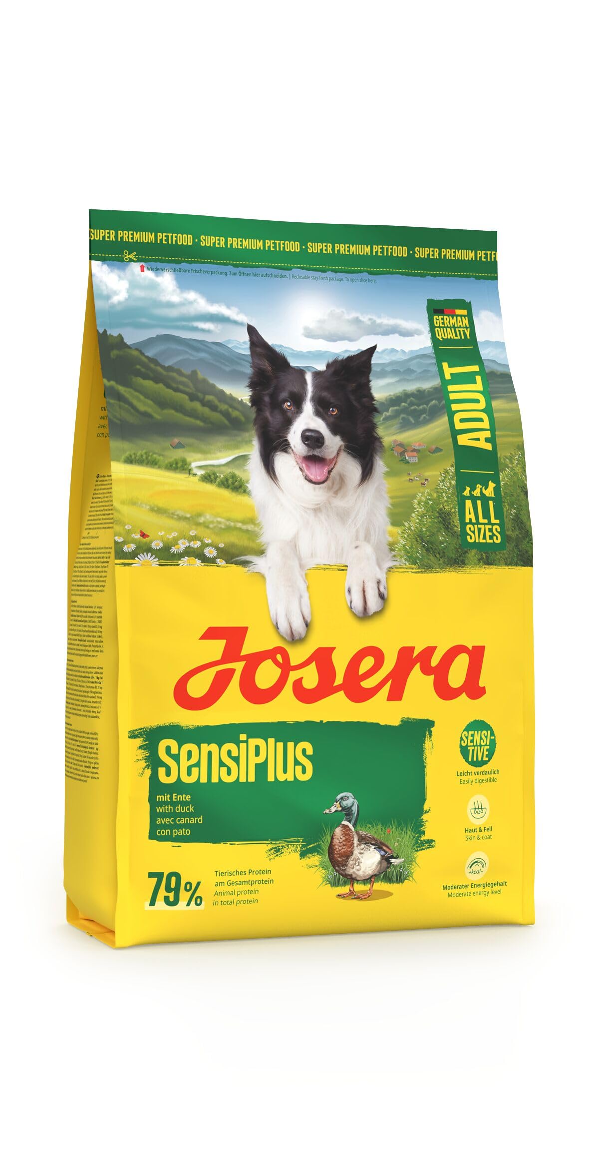 JOSERA SensiPlus Pato & Arroz (1 x 3 kg) | Adulto | Pienso seco prémium para Perros Adultos sensibles | con Mucha biotina para una Piel y Pelaje sanos | fácil de digerir | sin Gluten | 1 Pack