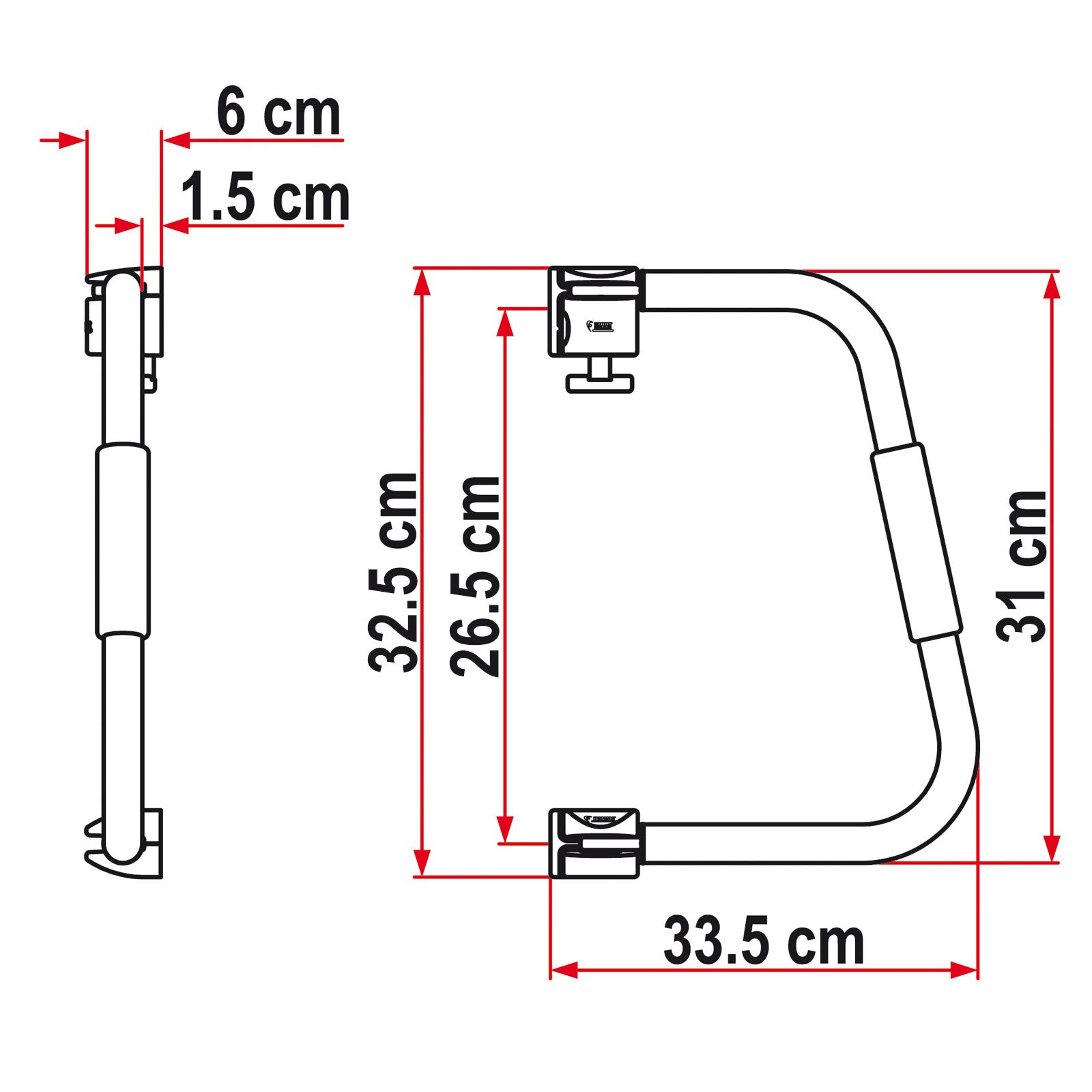 Fiamma Security 31 einstieg ayuda, altura 31 cm, aluminio, candado