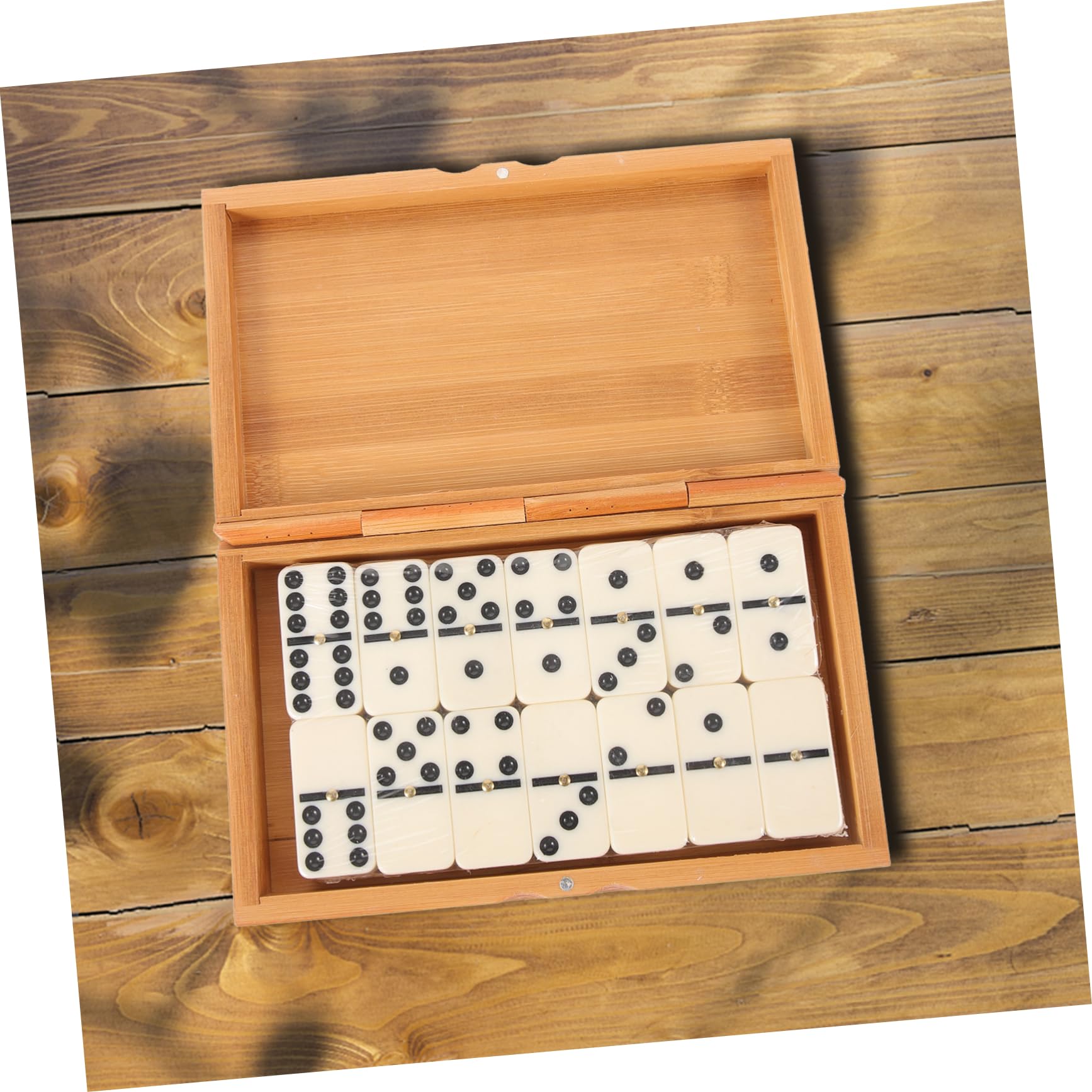 BESPORTBLE Jeu De Dominos en Bois Interactif pour Adultes Et Garçon Et Filles│boîte en Bambou Vintage│Jeu Éducatif Et Amusant│ Soirée Famille Et Jeu De Société│1 Coffret Domino Classique Et Solide