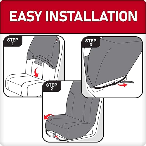 Miniatura 8 de DICKIES DuraSport Starsky - Fundas de asiento de camión de 2 piezas, resistentes al agua, para camiones, color negrorojo