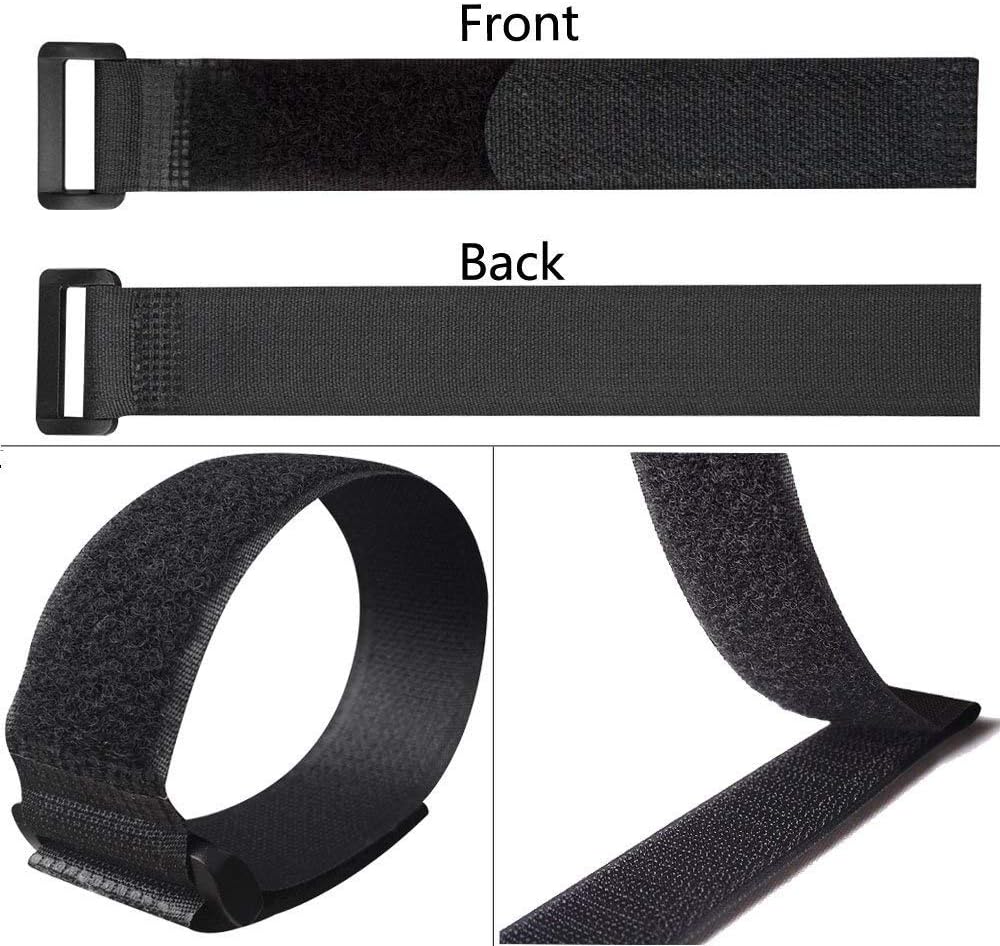 25pcs Black Reusable Fastening Cable Straps, Hook and Loop Cable Tie Down Straps 0.8" x 6"