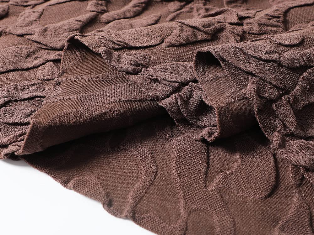 LUKX Rock Damen,Damen-Minirock Braun Elastischer Jacquard-Strick-Faltenrock Mit Hoher Taille Vintage A-Linie Swing Geraffter Eleganter Herbst-Winter-Kurzrock Für Mädchen Damen