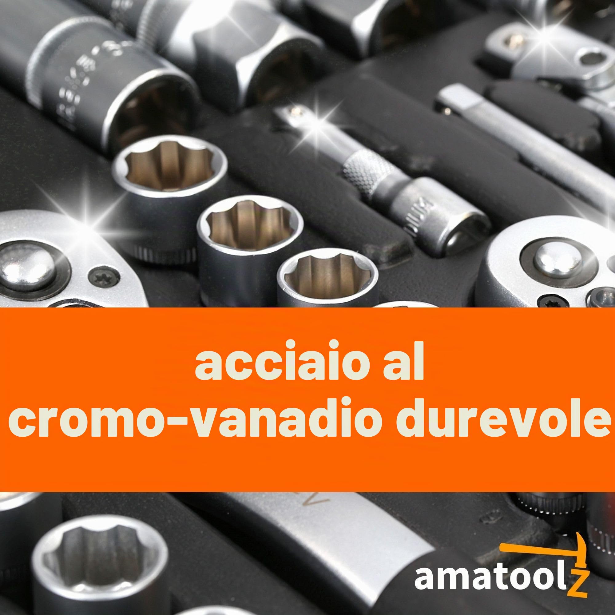 Valigetta a Cricchetto 171 Pezzi, Set Chiavi a Bussola in Acciaio | Cassetta attrezzi completa con cricchetti da 1/2, 1/4 e 3/8 pollici, bussole 4-32 mm e 55 punte per cacciavite incluse.