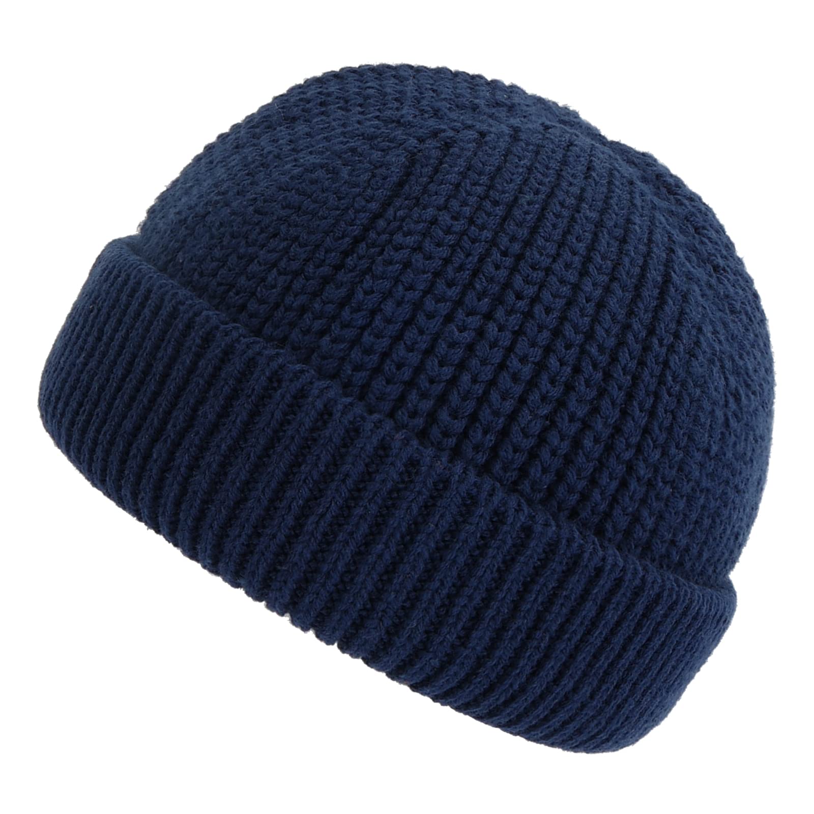 MAXWISEKnit Cuffed Beanie Winter Warm Cap (Yellow), Navy, M