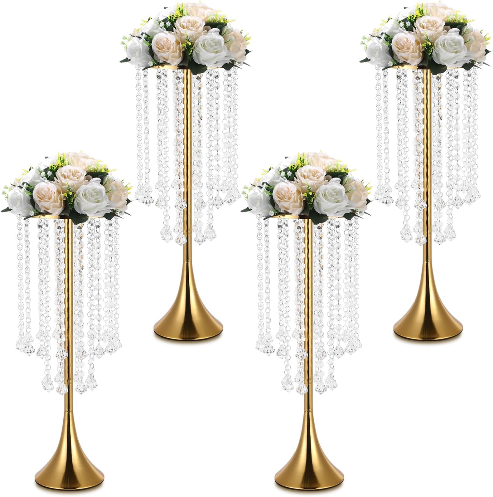 2pcs 20.87Inch Gold Flower Vases for Centerpieces Cylinder
