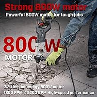 Vista 2 de XtremepowerUS Juego de brocas de demolición y cincelado y taladrado eléctrico SDS-Plus de 800 W, 4 funciones, velocidad variable con cable
